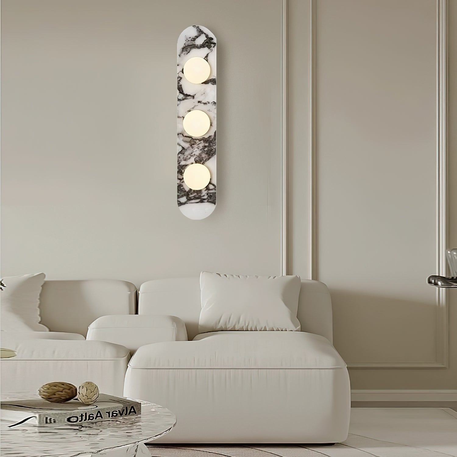 Italian Marble Wall Sconce with Opal Globes