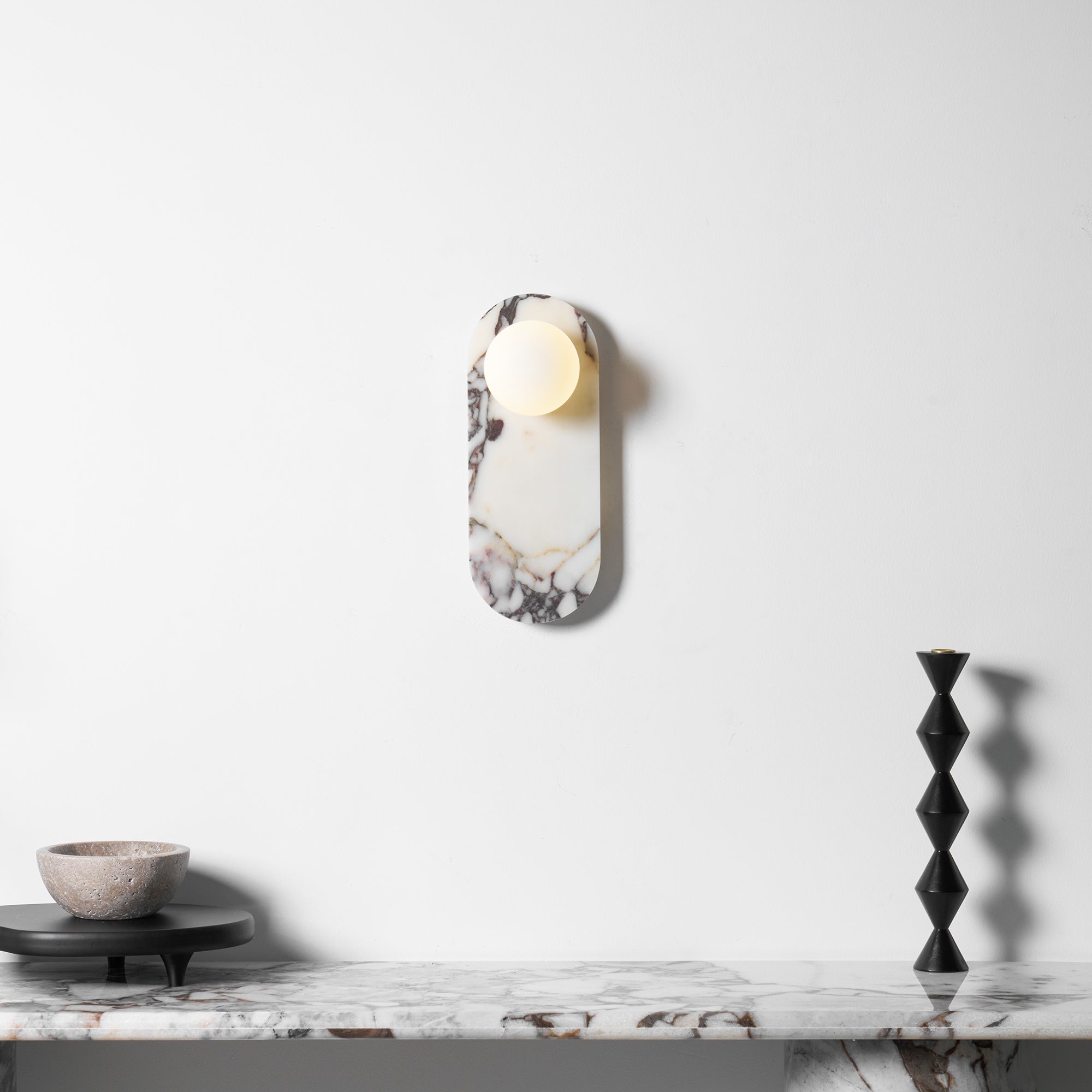 Italian Marble Wall Sconce with Opal Globes