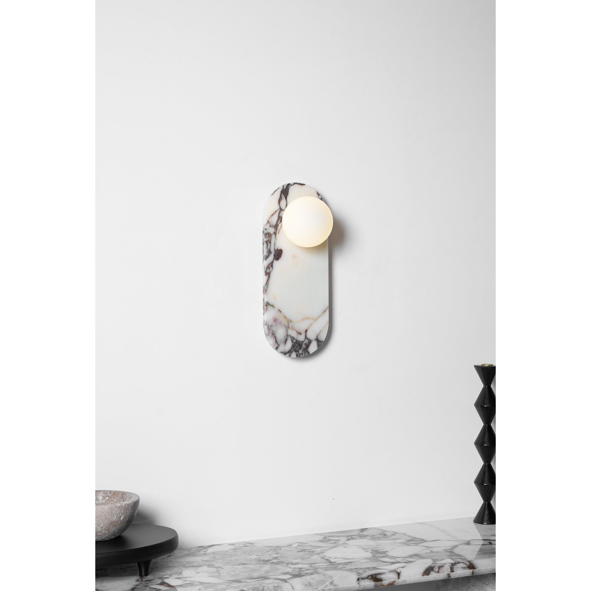Italian Marble Wall Sconce with Opal Globes