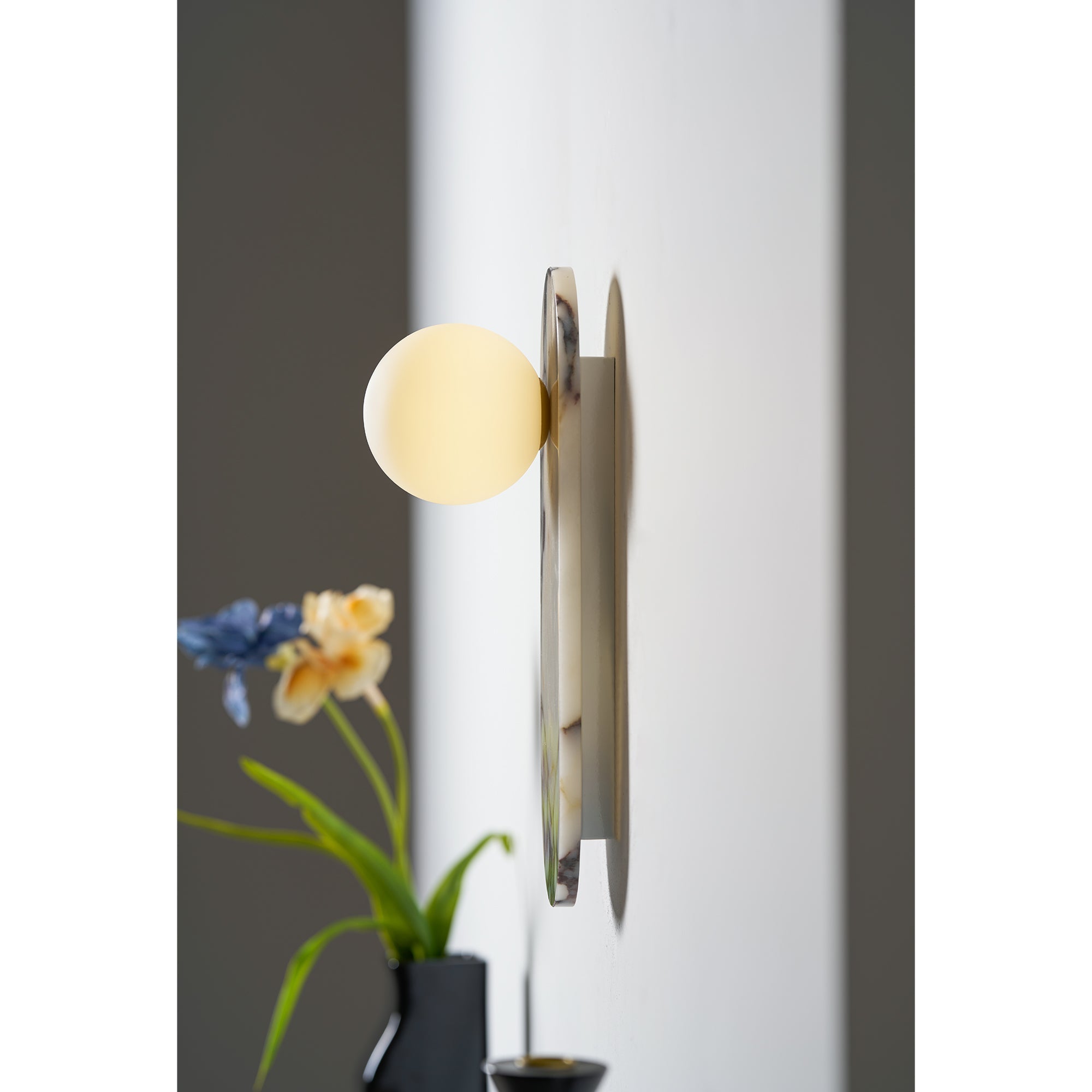 Italian Marble Wall Sconce with Opal Globes