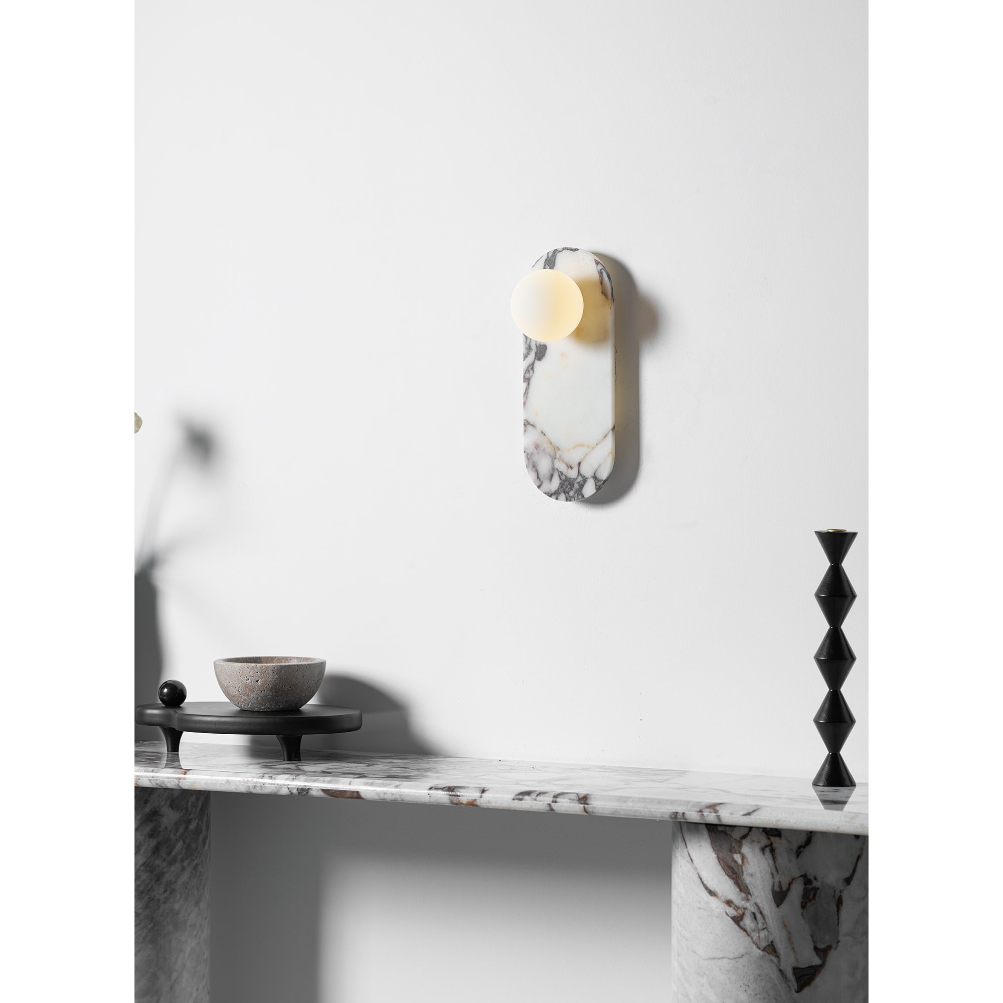 Italian Marble Wall Sconce with Opal Globes