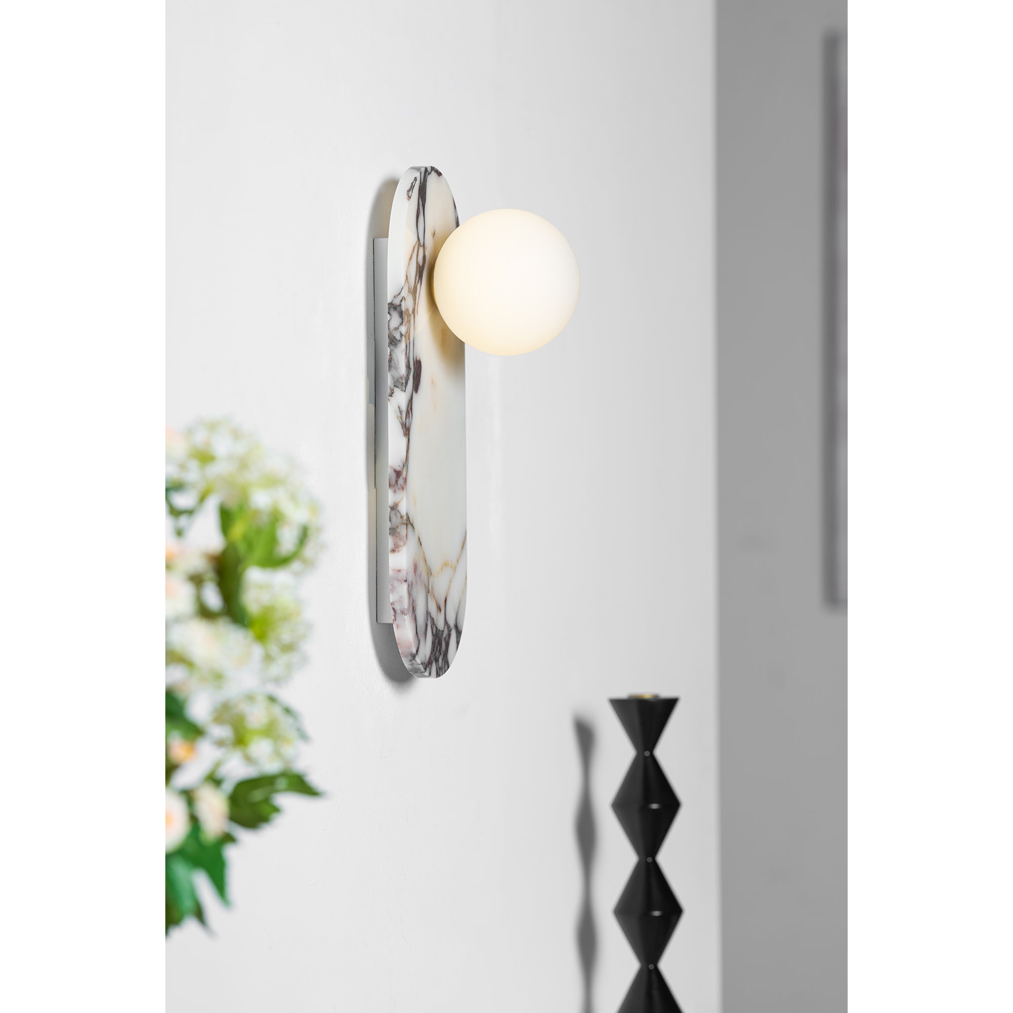 Italian Marble Wall Sconce with Opal Globes