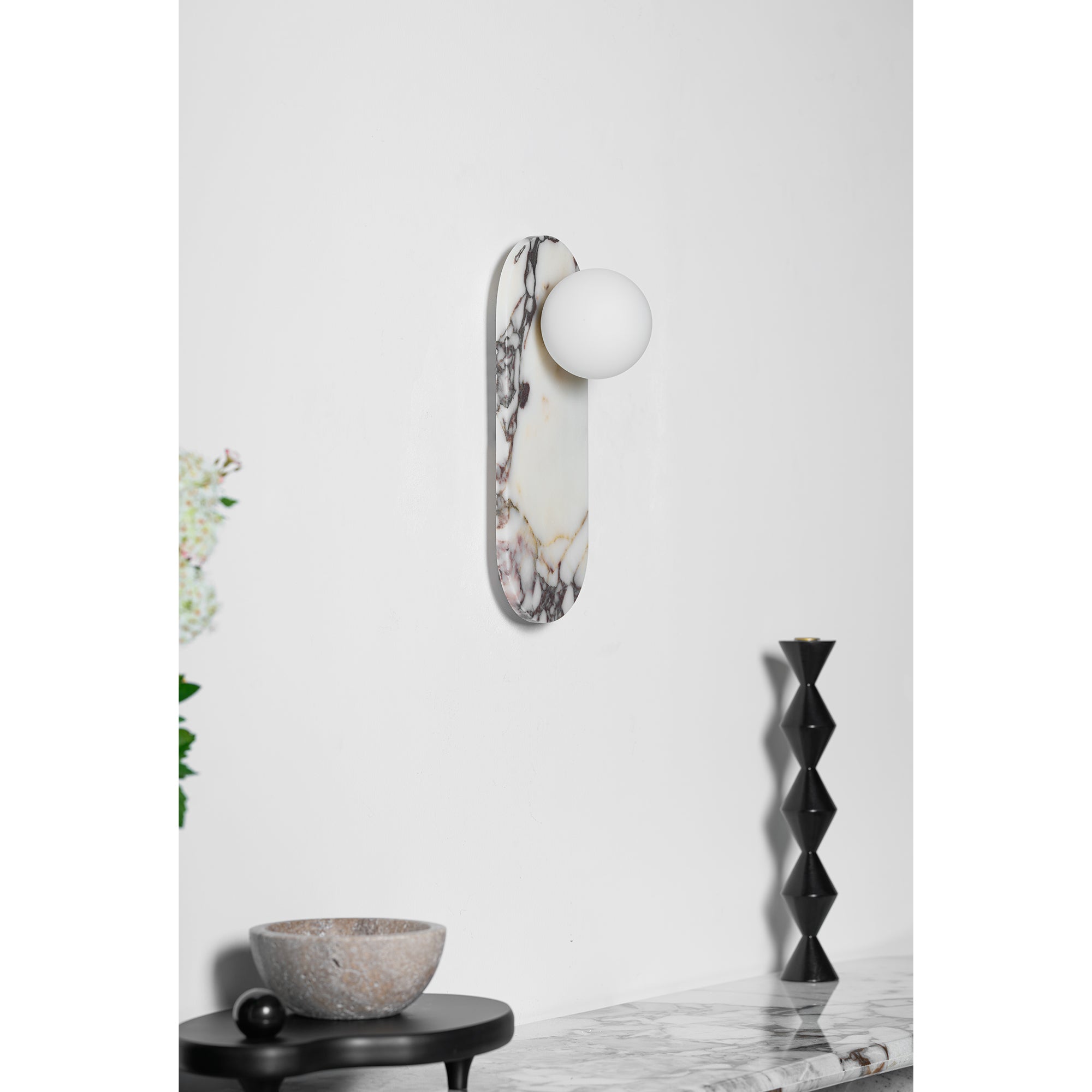 Italian Marble Wall Sconce with Opal Globes