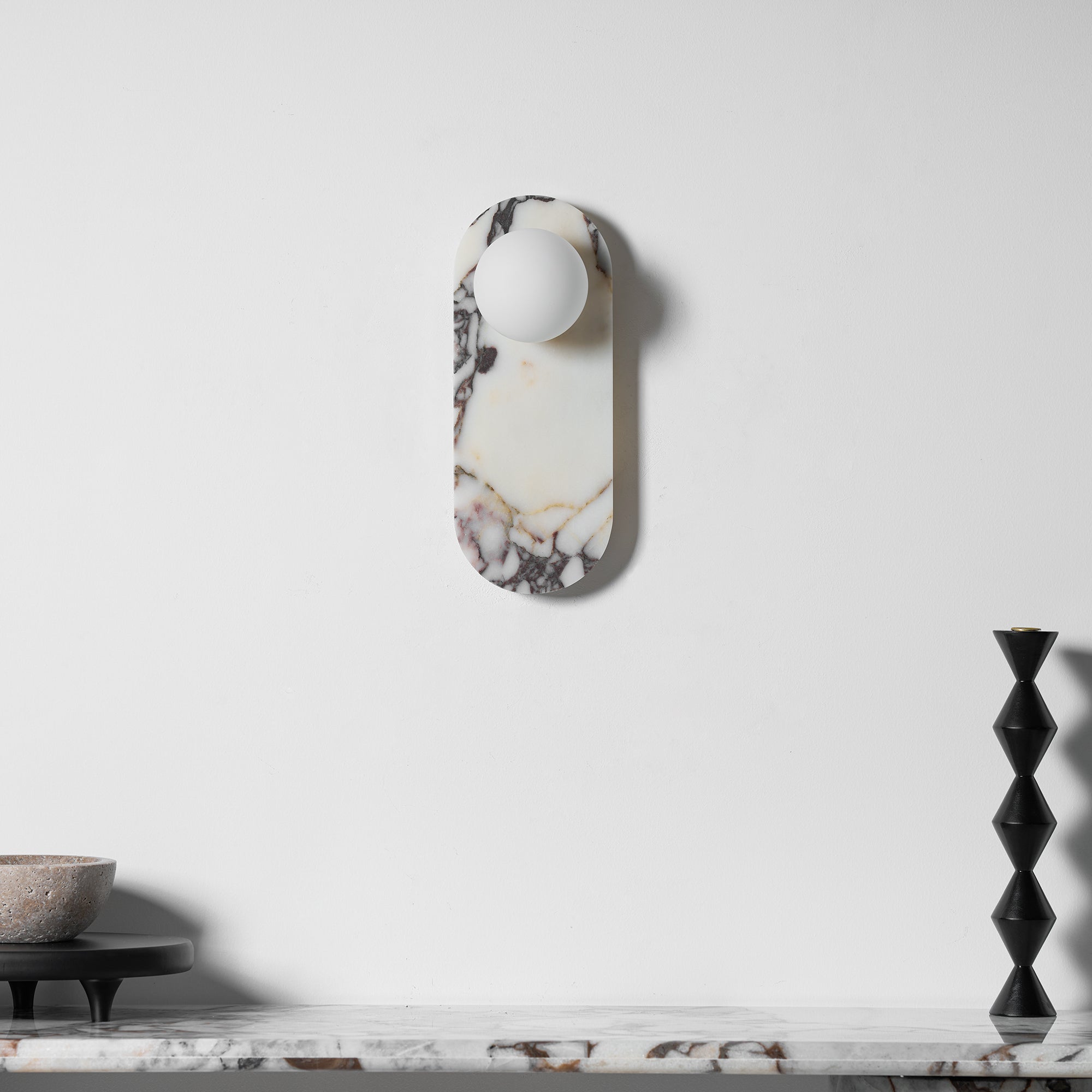 Italian Marble Wall Sconce with Opal Globes