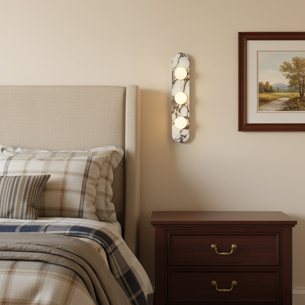 Italian Marble Wall Sconce with Opal Globes