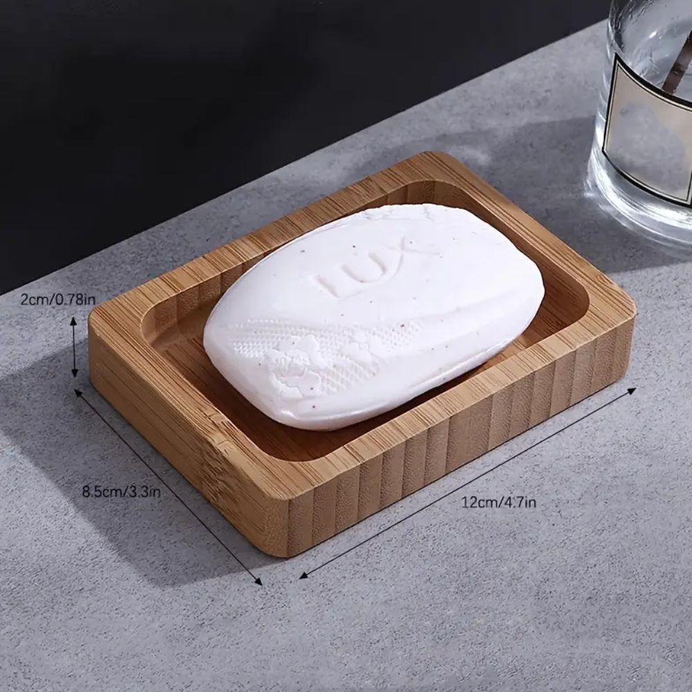 Natural Bamboo Soap Dish with Drainage Slots