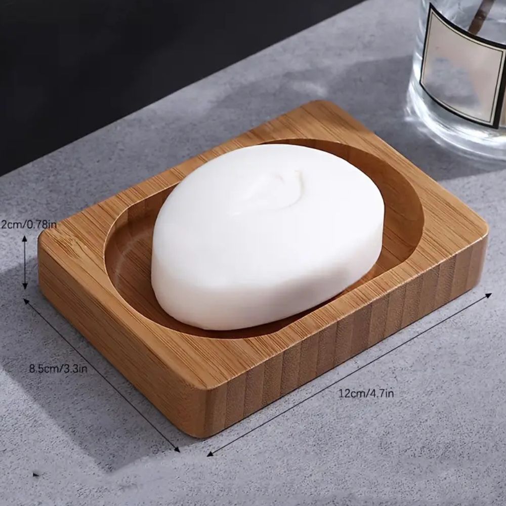 Natural Bamboo Soap Dish with Drainage Slots
