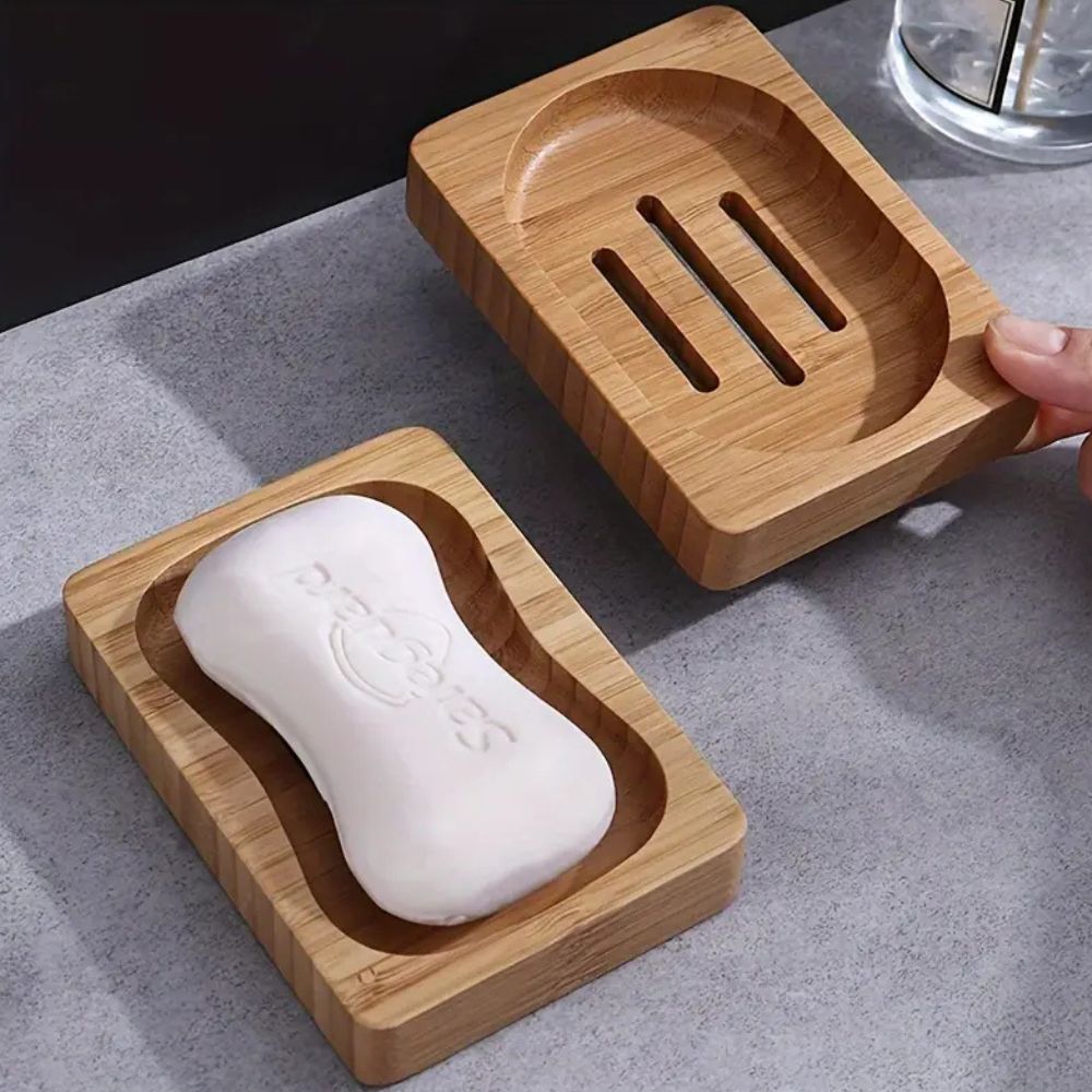 Natural Bamboo Soap Dish with Drainage Slots