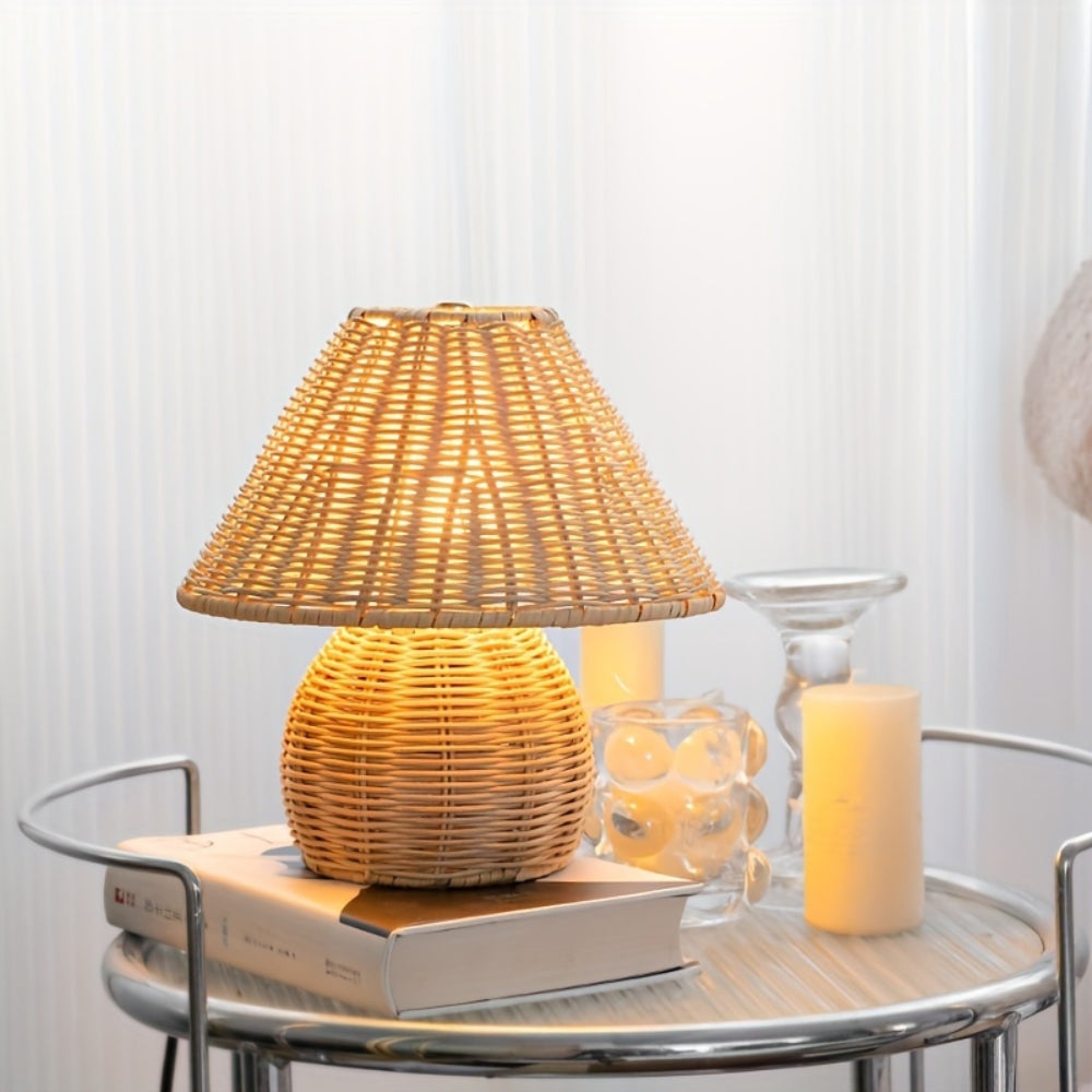 Natural Rattan Table Lamp with Woven Shade