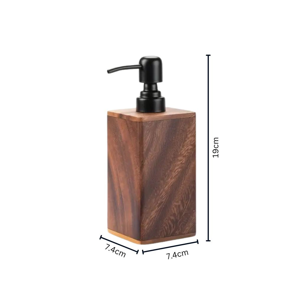 Natural Walnut Soap Dispenser with Black Pump