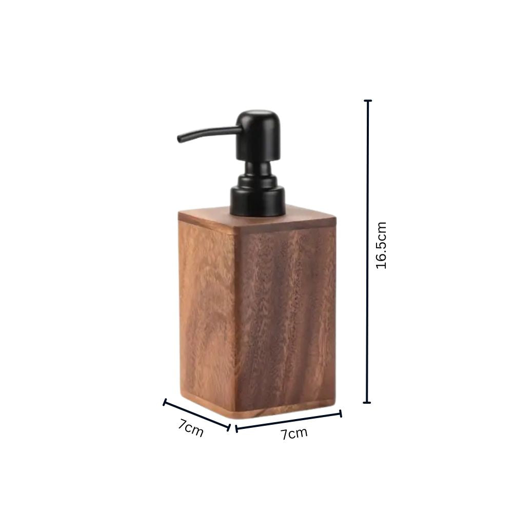 Natural Walnut Soap Dispenser with Black Pump