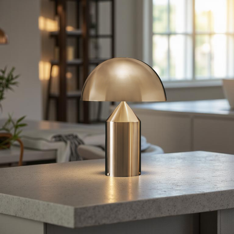 Nordic Brass Dome Table Lamp with 3 Lights