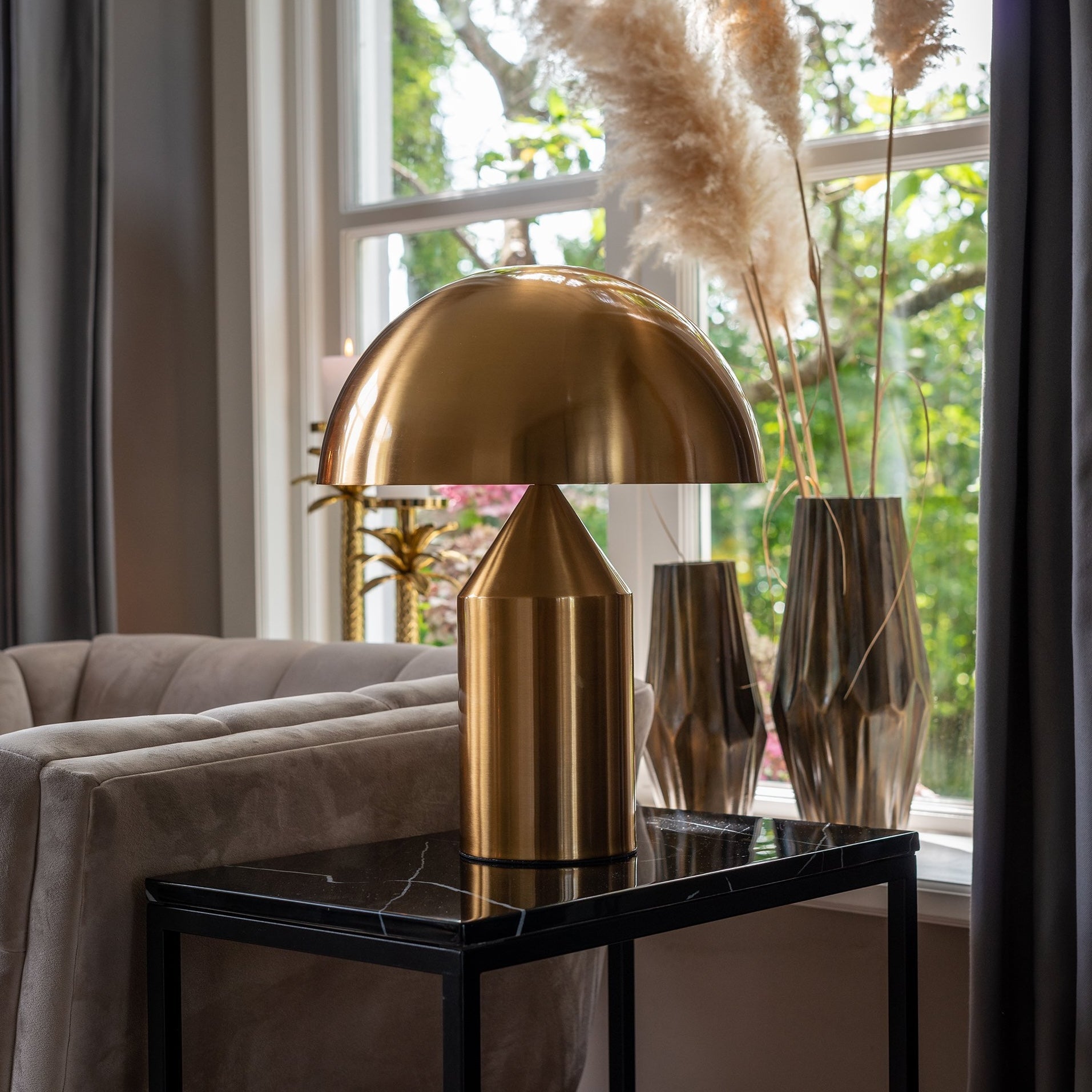 Nordic Brass Dome Table Lamp with 3 Lights