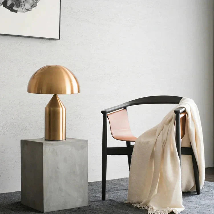 Nordic Brass Dome Table Lamp with 3 Lights