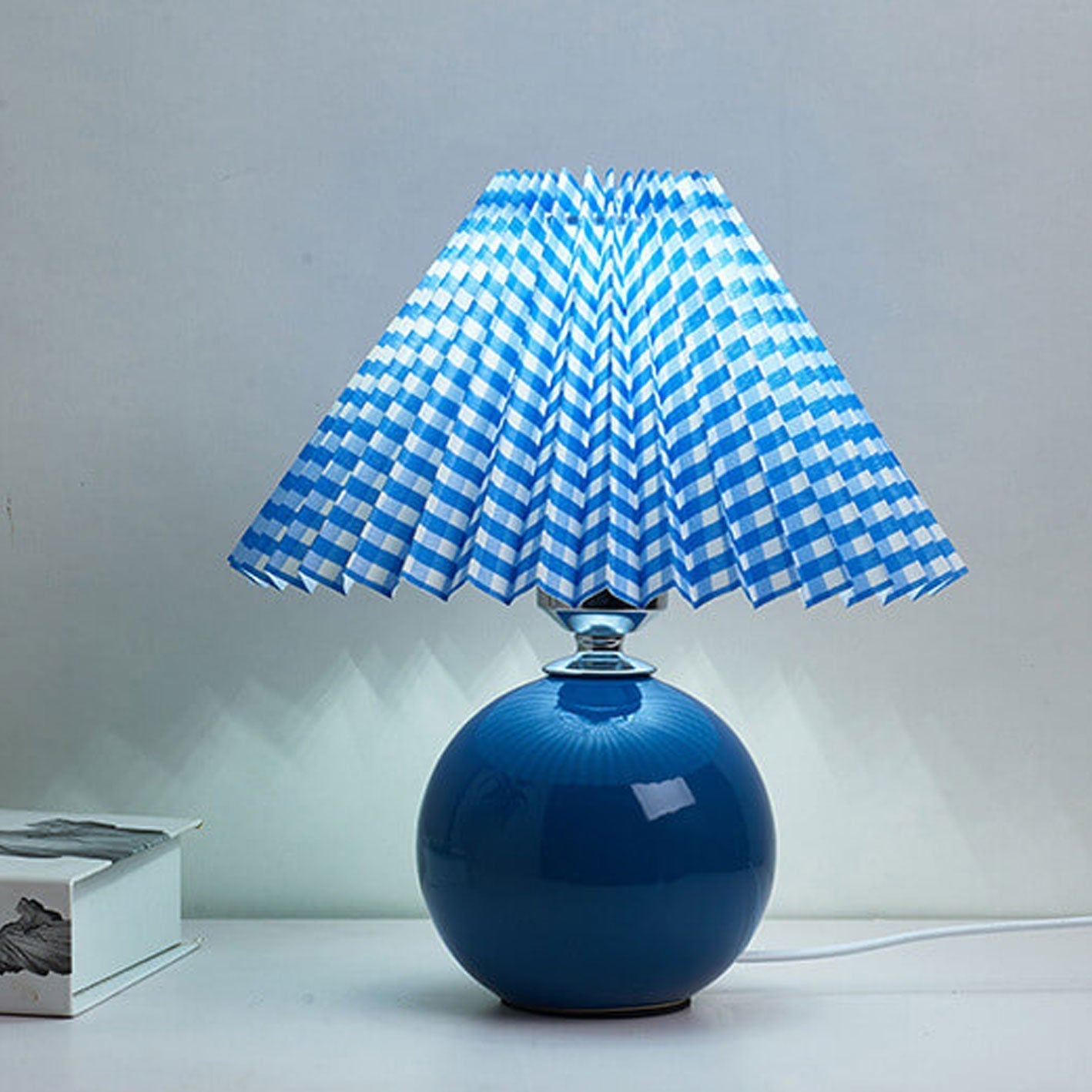 Nordic Ceramic Table Lamp with Pleated Shade