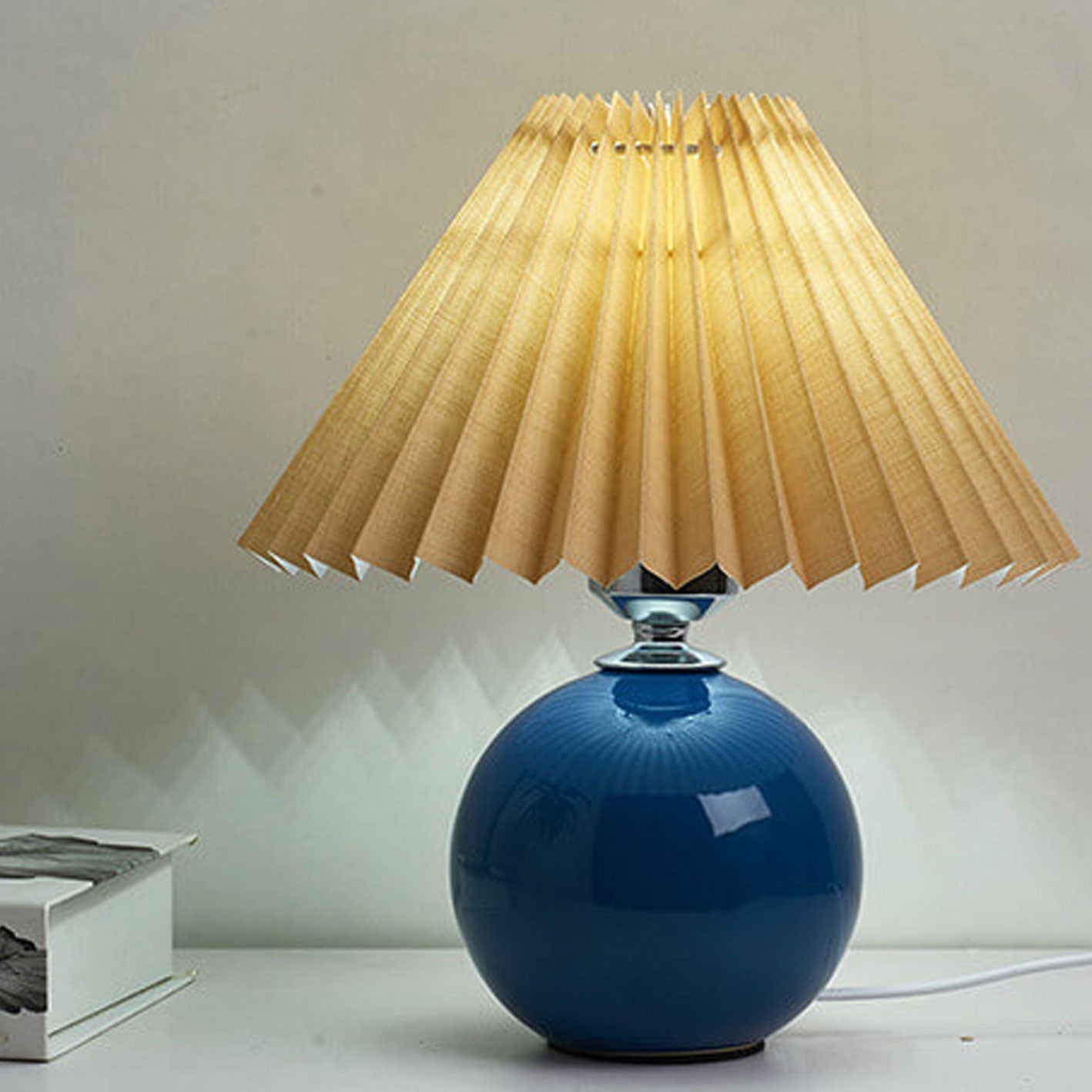 Nordic Ceramic Table Lamp with Pleated Shade