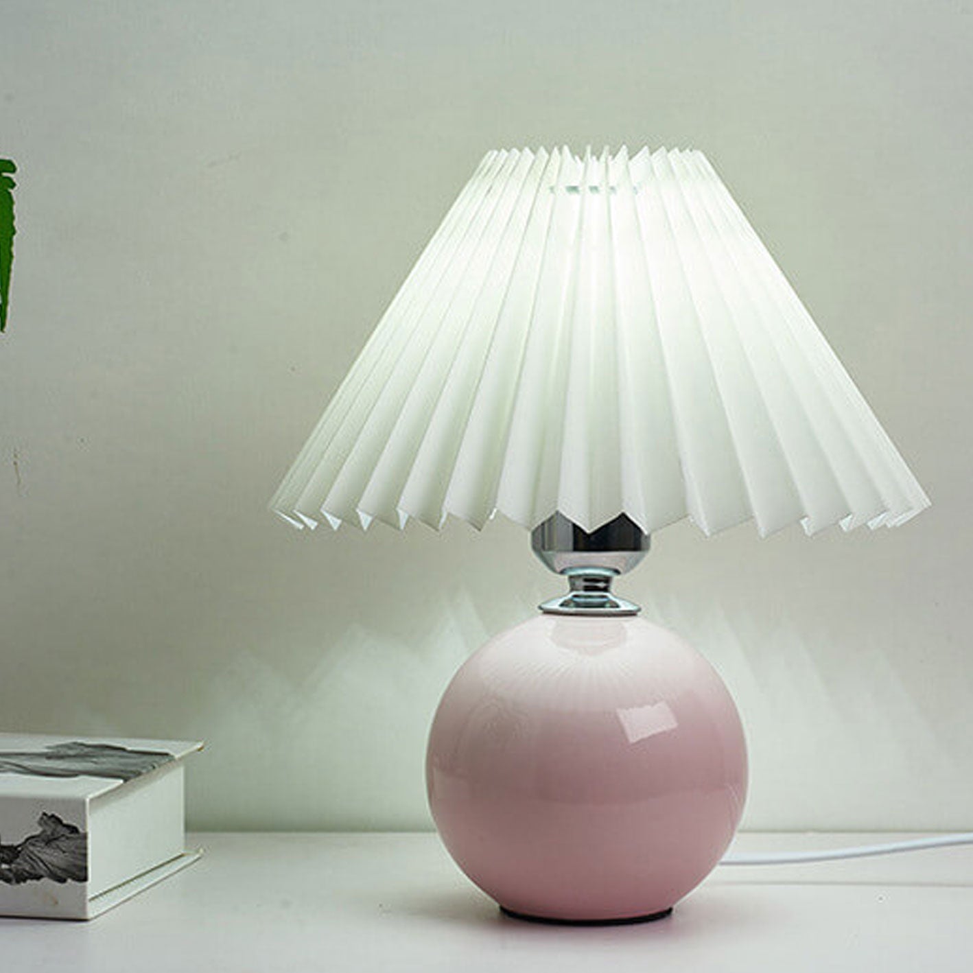 Nordic Ceramic Table Lamp with Pleated Shade