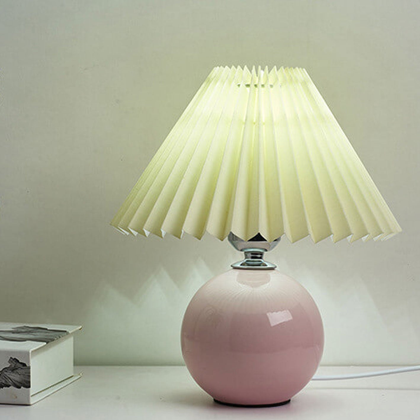 Nordic Ceramic Table Lamp with Pleated Shade