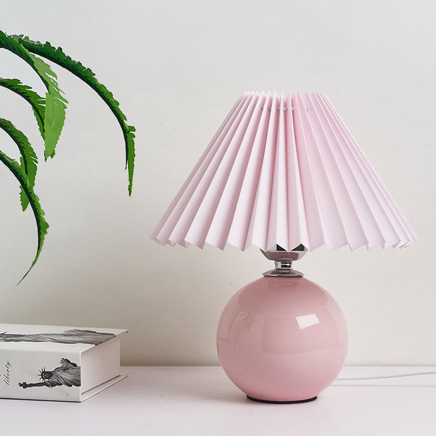 Nordic Ceramic Table Lamp with Pleated Shade