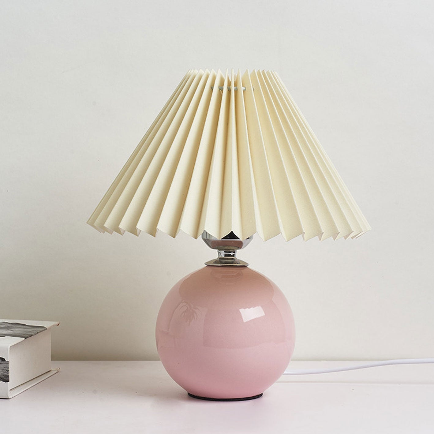 Nordic Ceramic Table Lamp with Pleated Shade