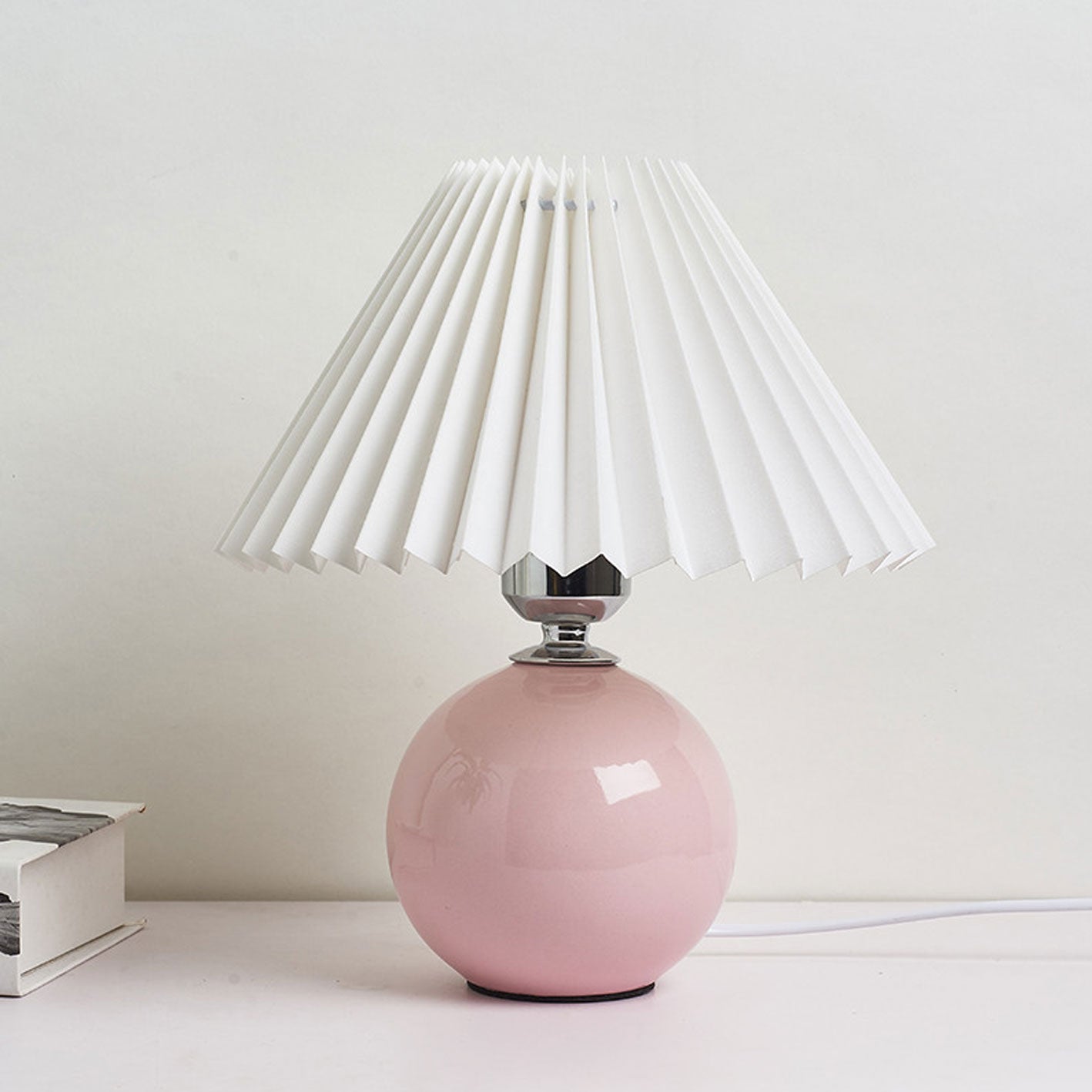 Nordic Ceramic Table Lamp with Pleated Shade