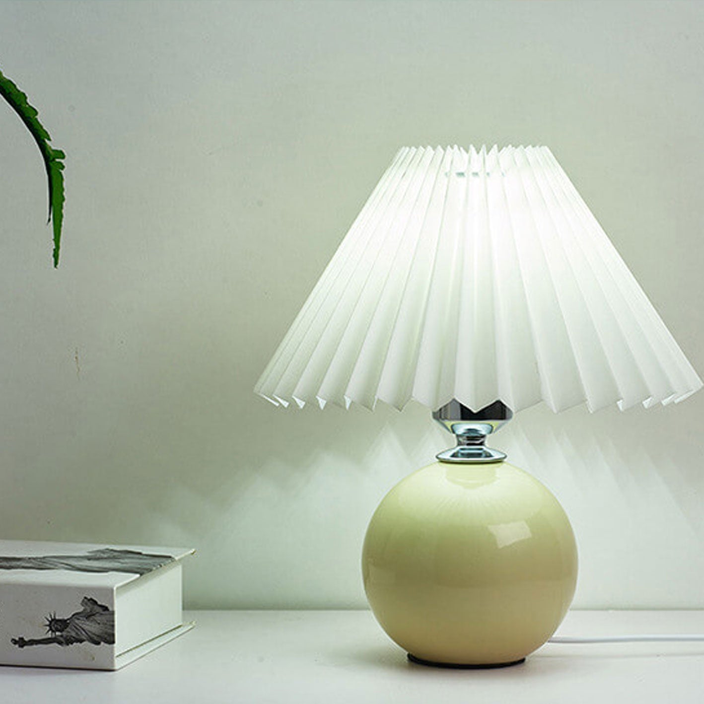 Nordic Ceramic Table Lamp with Pleated Shade
