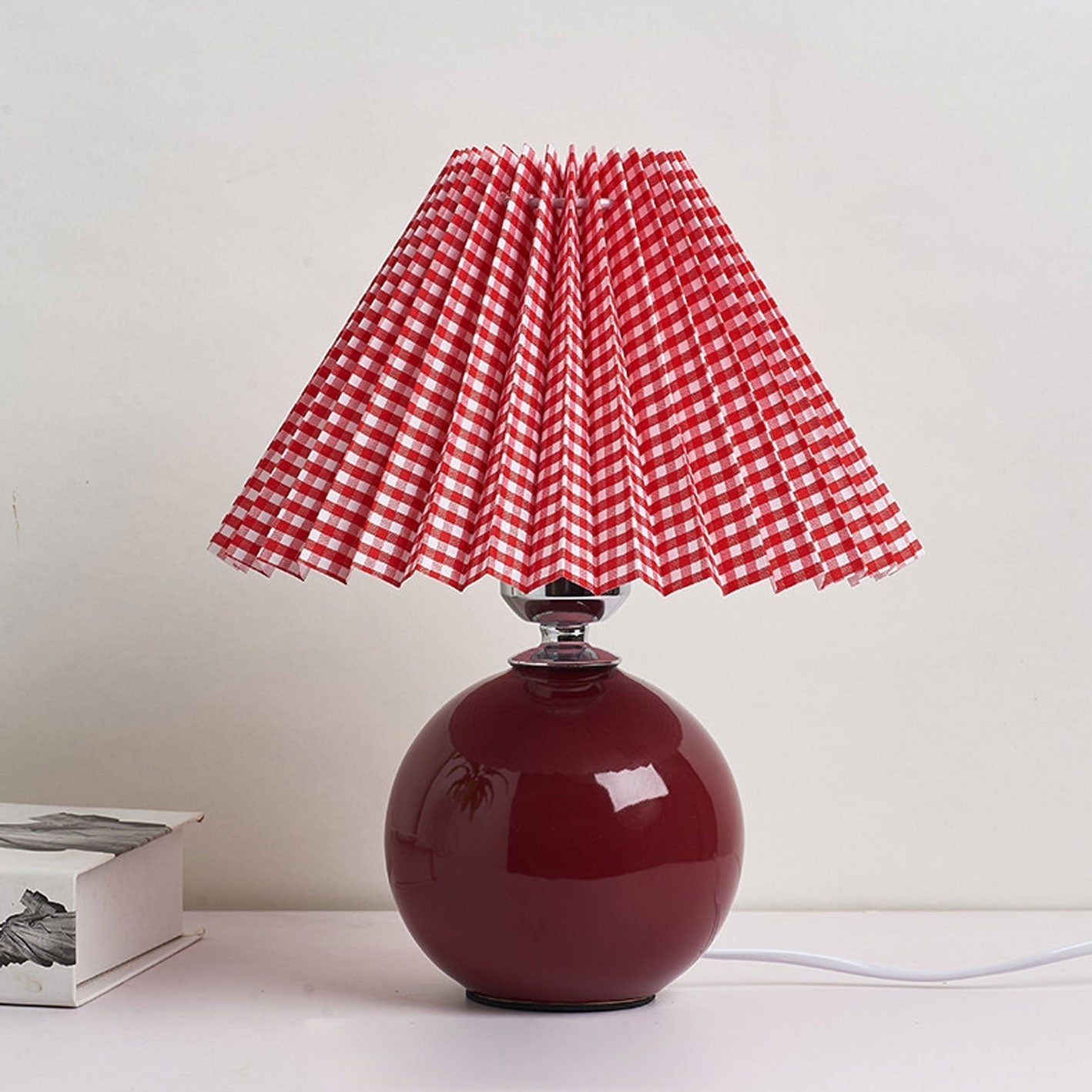 Nordic Ceramic Table Lamp with Pleated Shade