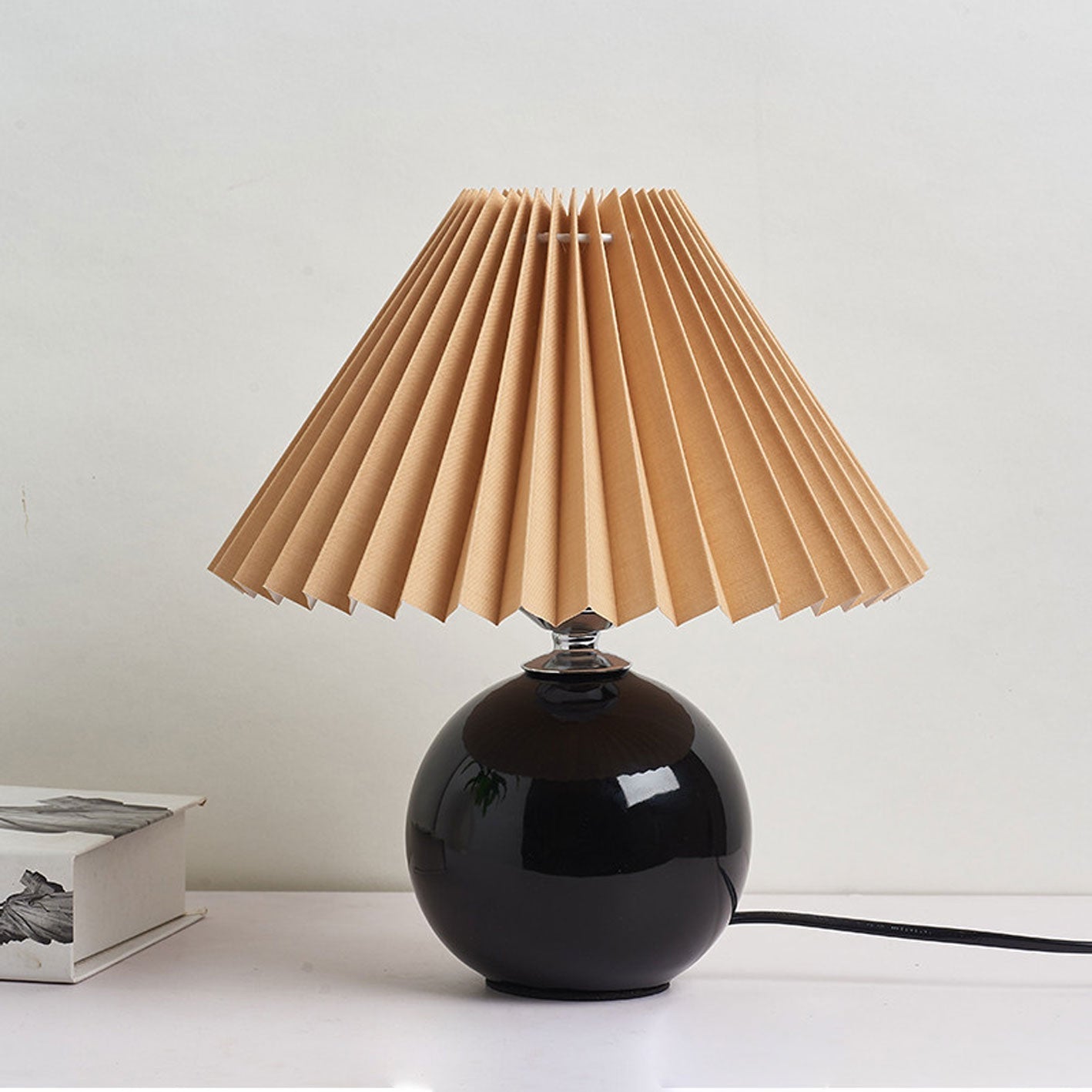 Nordic Ceramic Table Lamp with Pleated Shade