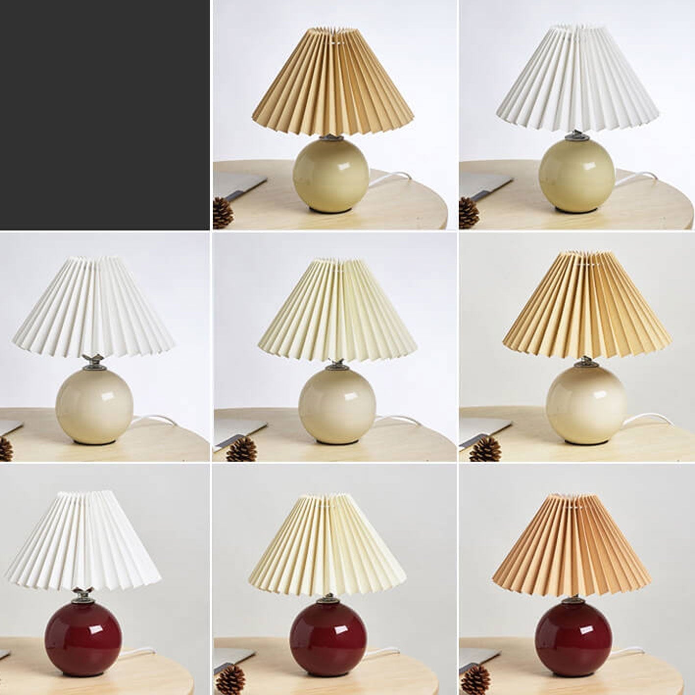 Nordic Ceramic Table Lamp with Pleated Shade
