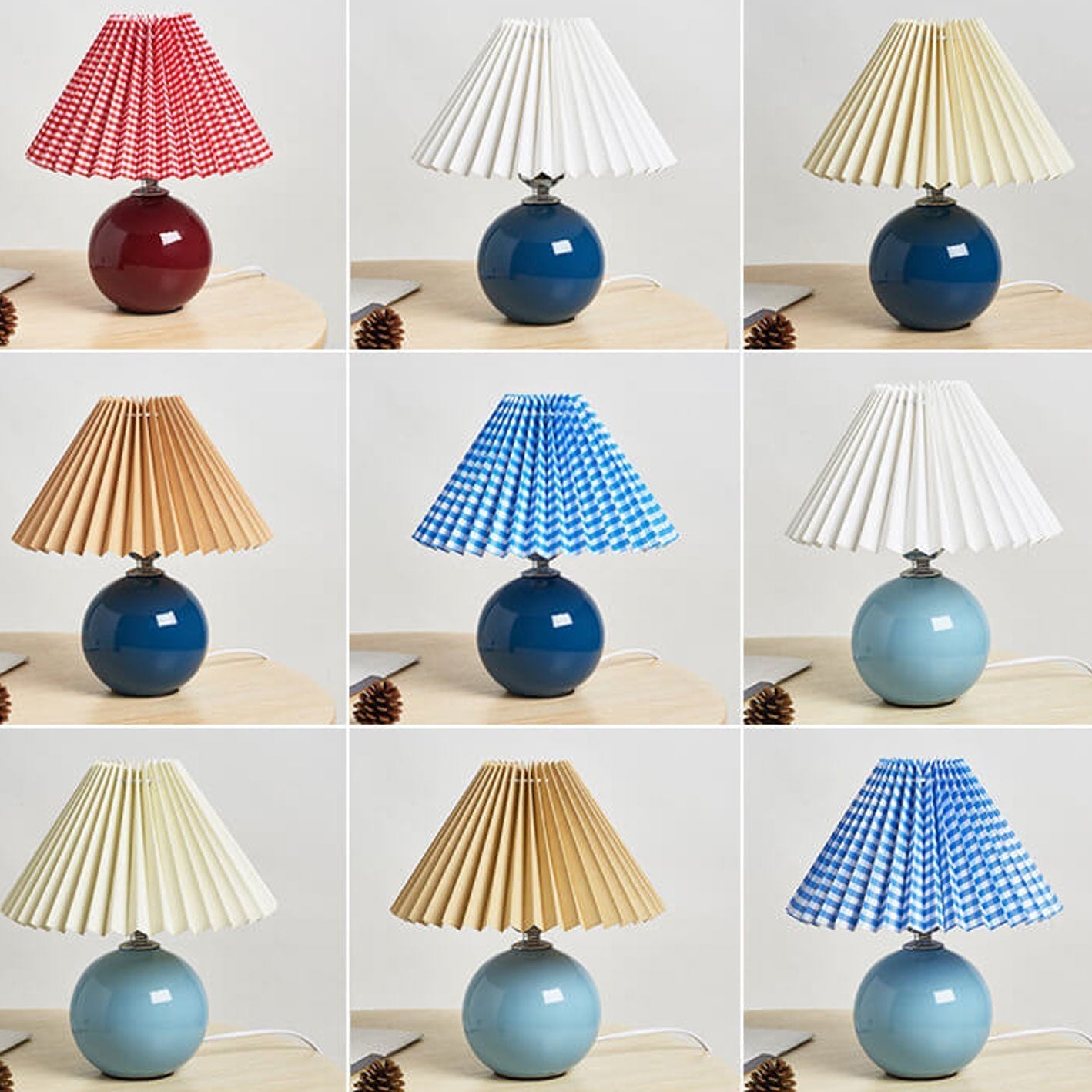 Nordic Ceramic Table Lamp with Pleated Shade