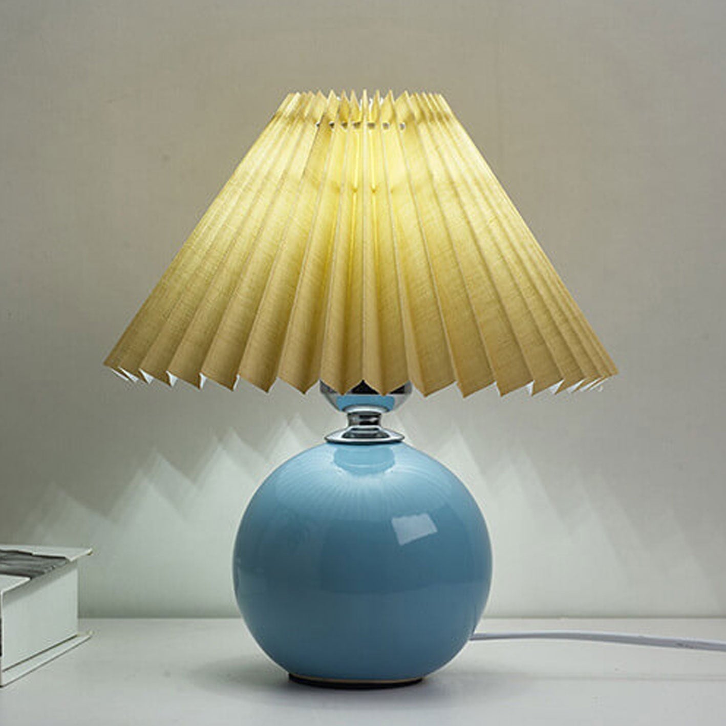 Nordic Ceramic Table Lamp with Pleated Shade