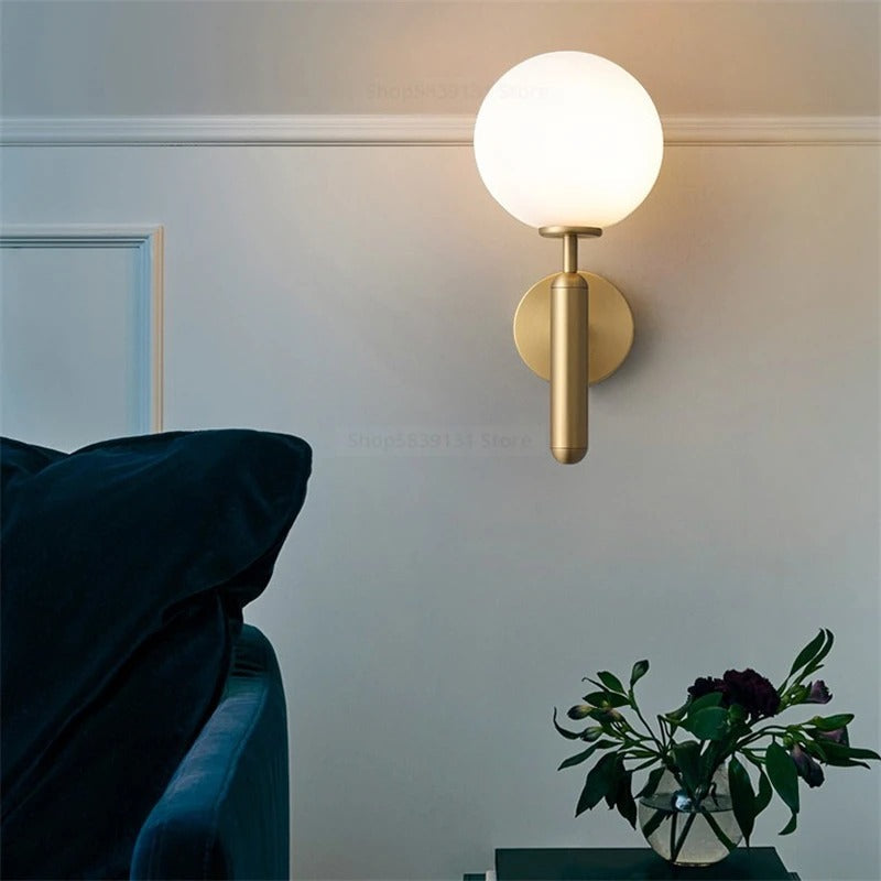 Nordic Glass Globe Wall Sconce with LED Light