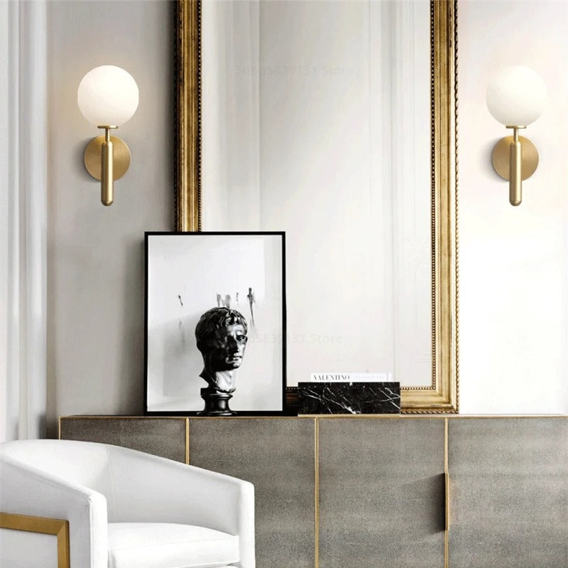 Nordic Glass Globe Wall Sconce with LED Light