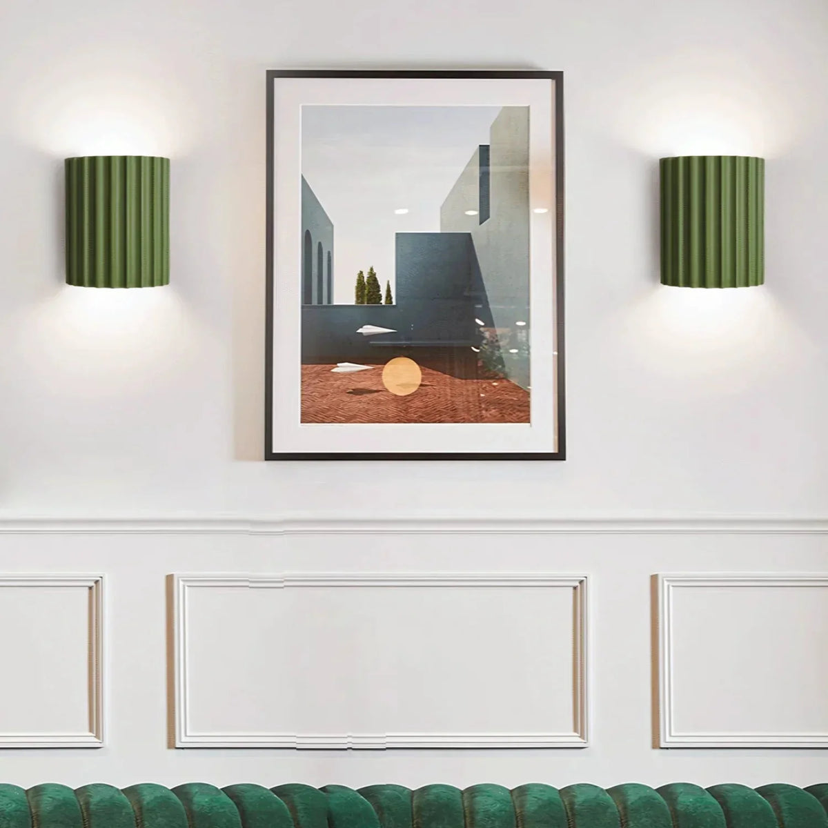 Nordic Resin Wall Sconce with Ribbed Shade