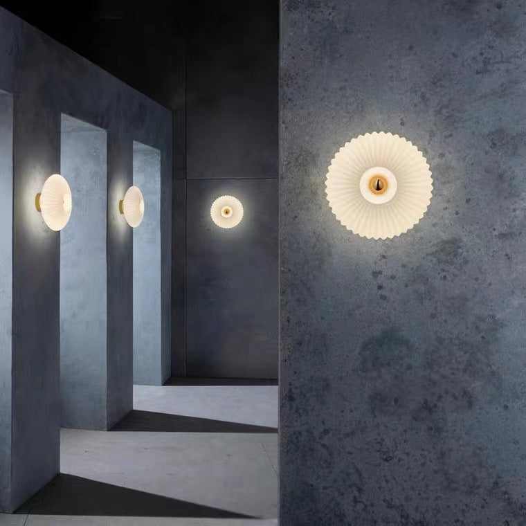 Nordic Ribbed Glass Round Wall Sconce Light