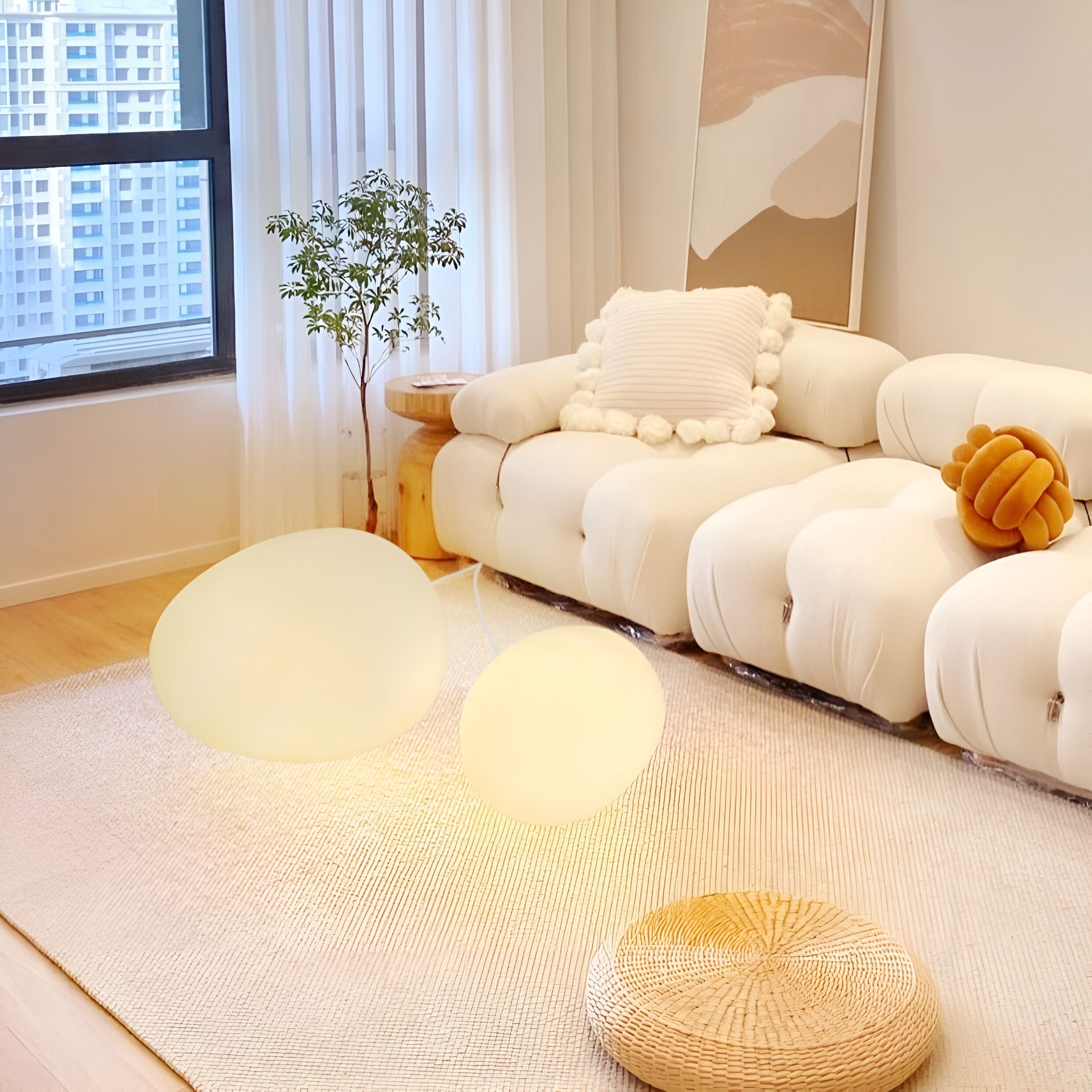Nordic Stone Table Lamp with Soft LED Glow