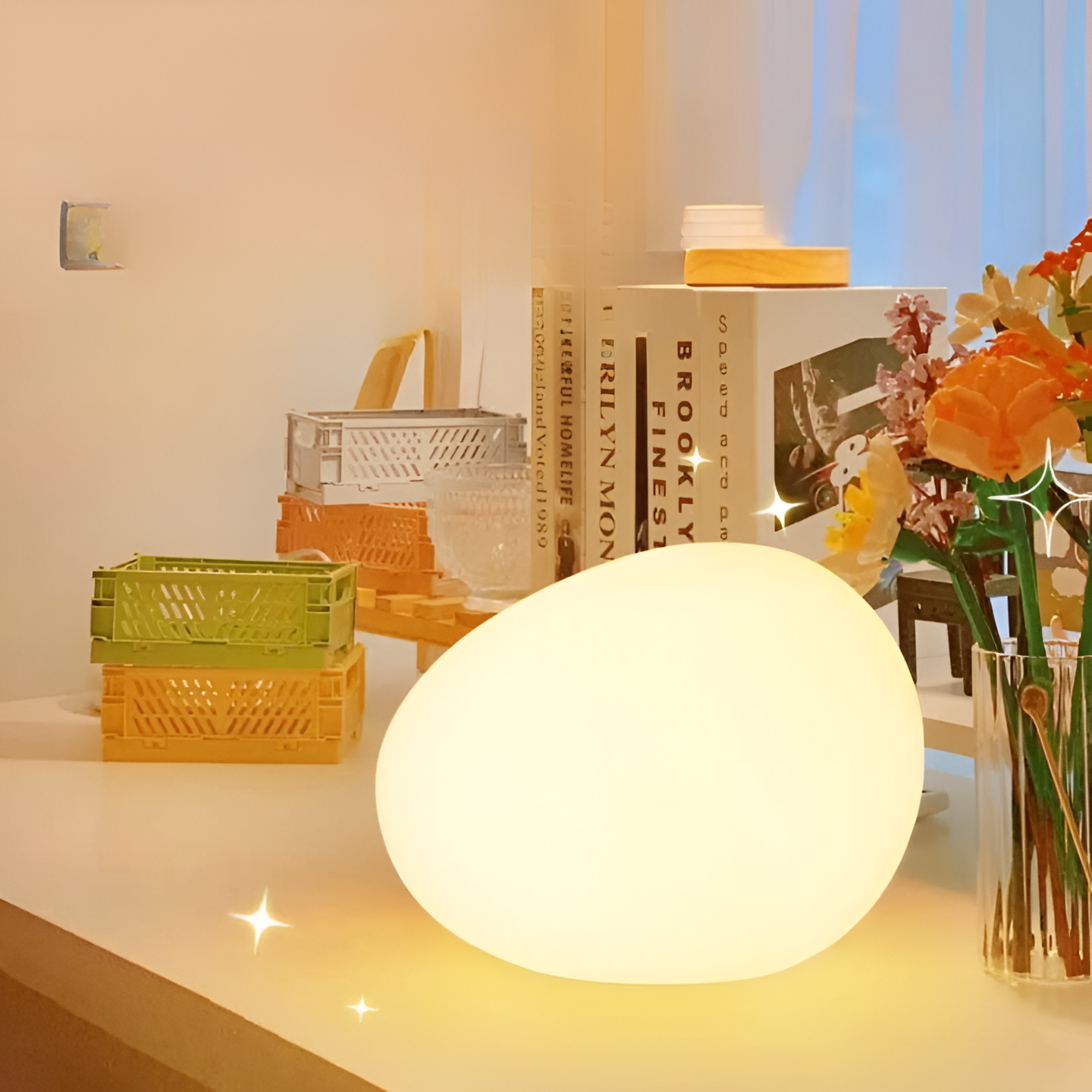 Nordic Stone Table Lamp with Soft LED Glow