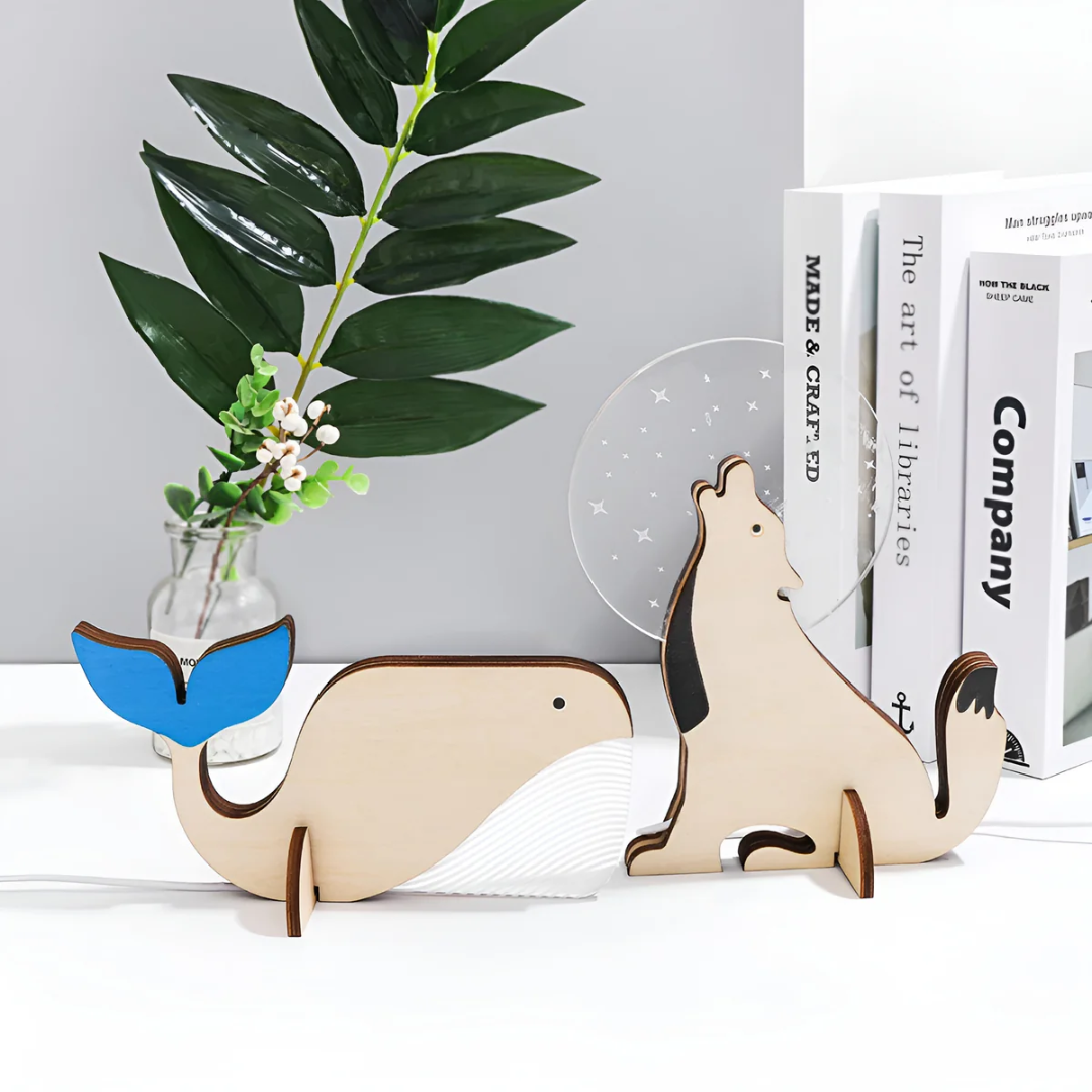 Nordic Wooden Animal Lamp with Warm LED Glow