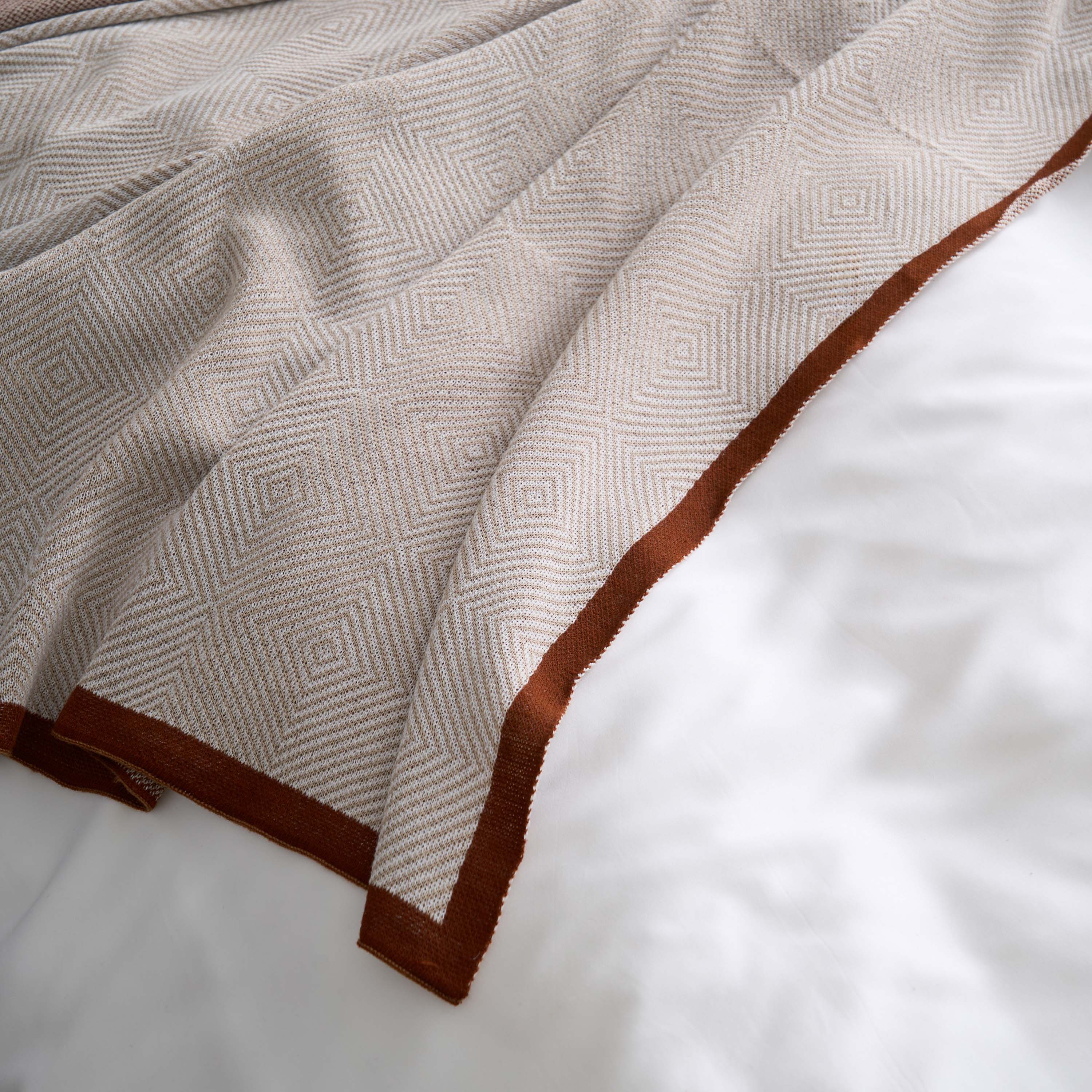 Nordic Woven Throw Blanket with Contrast Trim