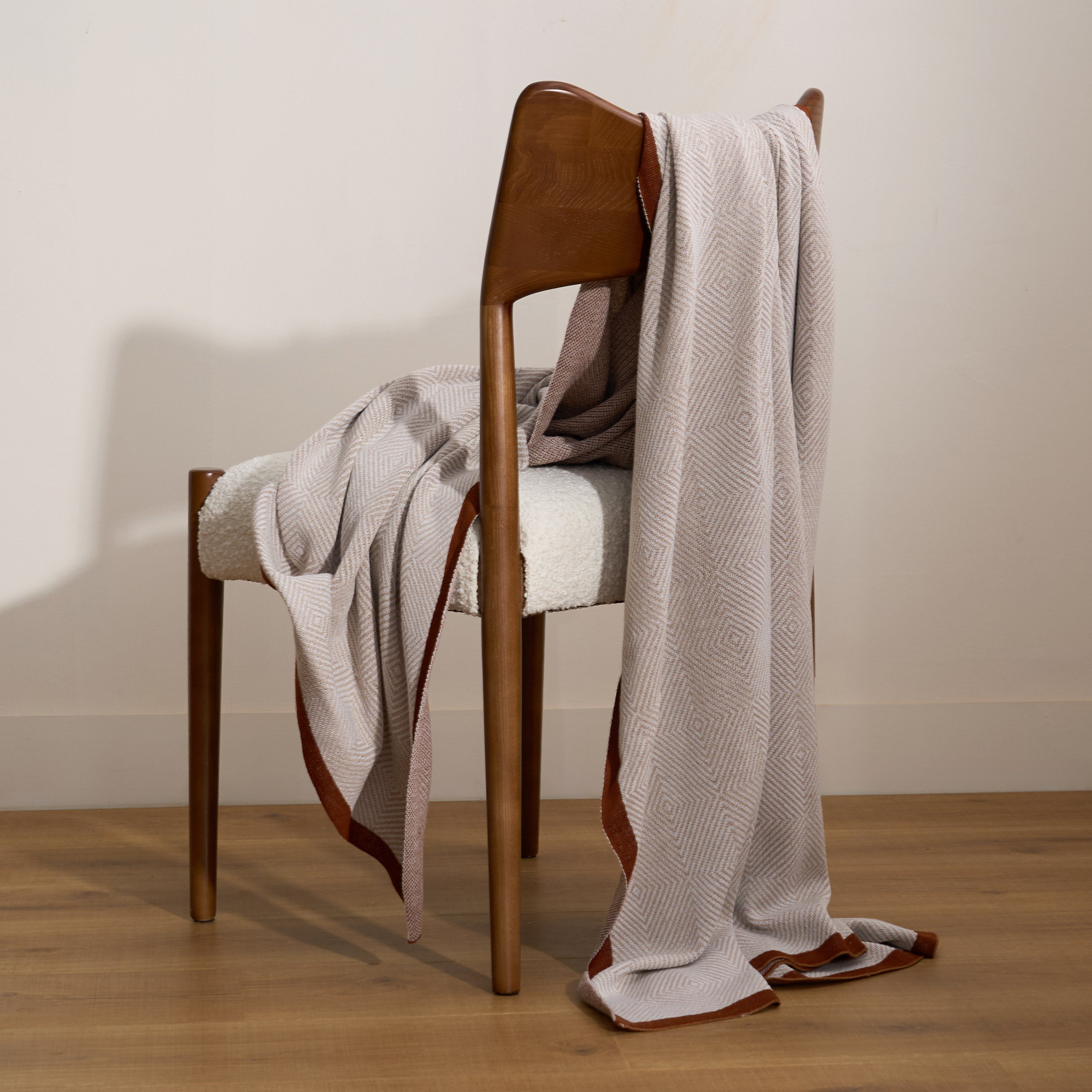 Nordic Woven Throw Blanket with Contrast Trim