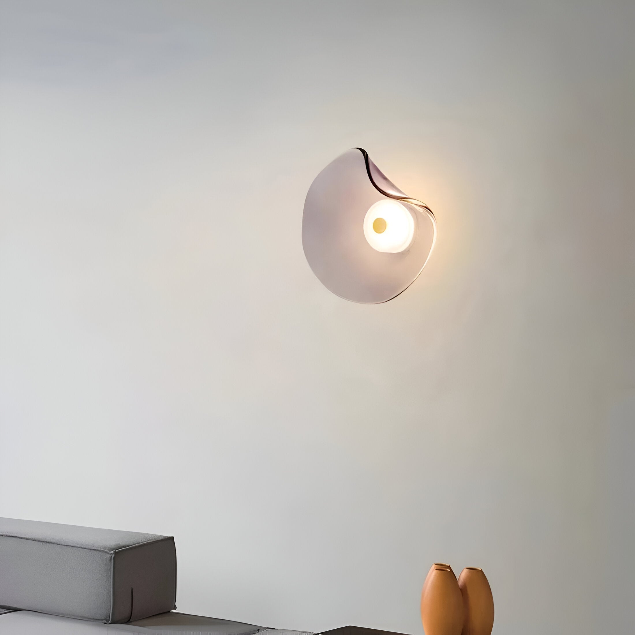 Japandi Glass Wall Sconce with Curved Shade