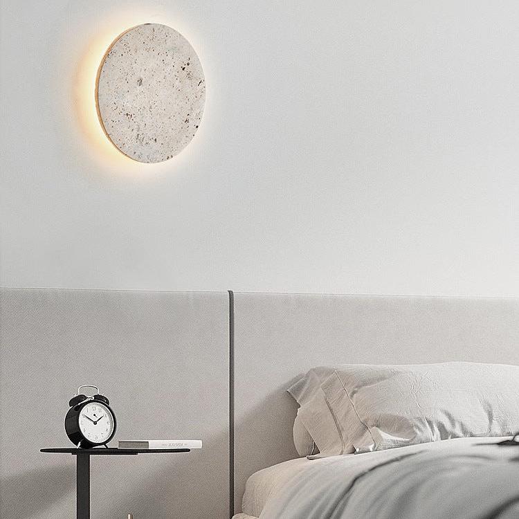 Natural Travertine Wall Sconce with Halo Glow