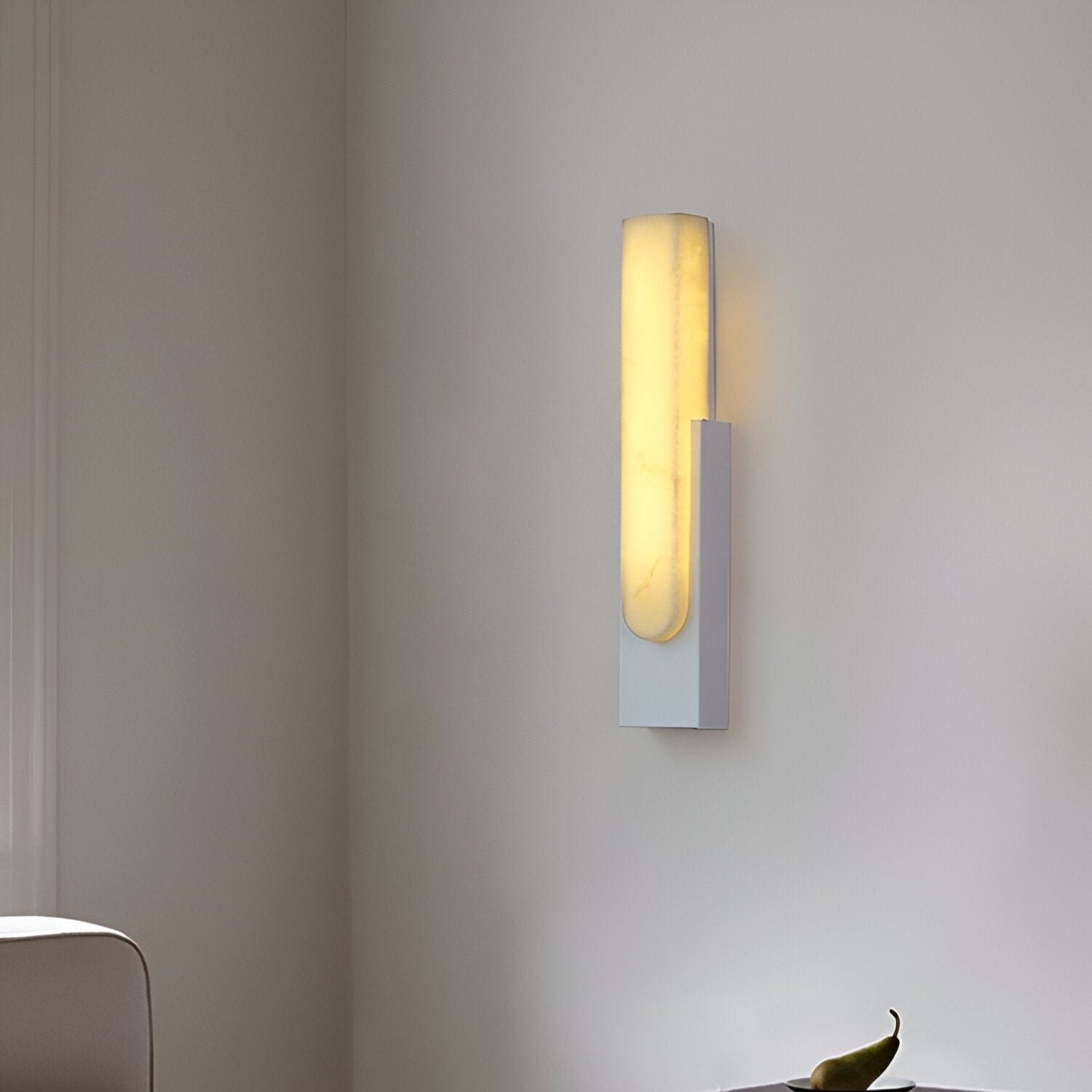 Modern Alabaster Wall Sconce with Brass Frame