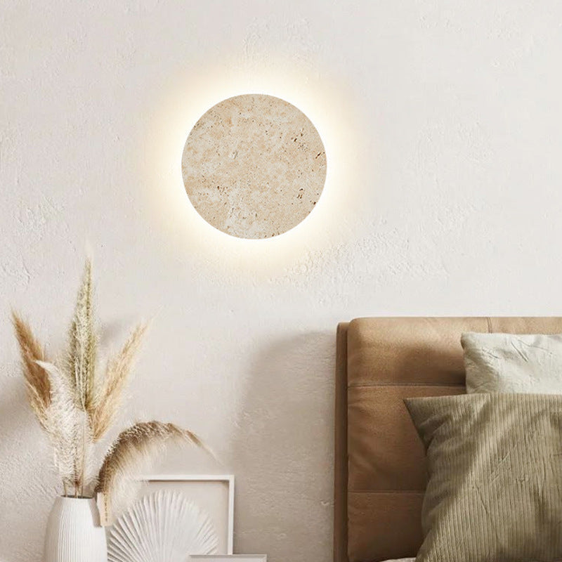 Natural Travertine Wall Sconce with Halo Glow