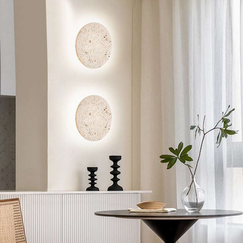 Natural Travertine Wall Sconce with Halo Glow