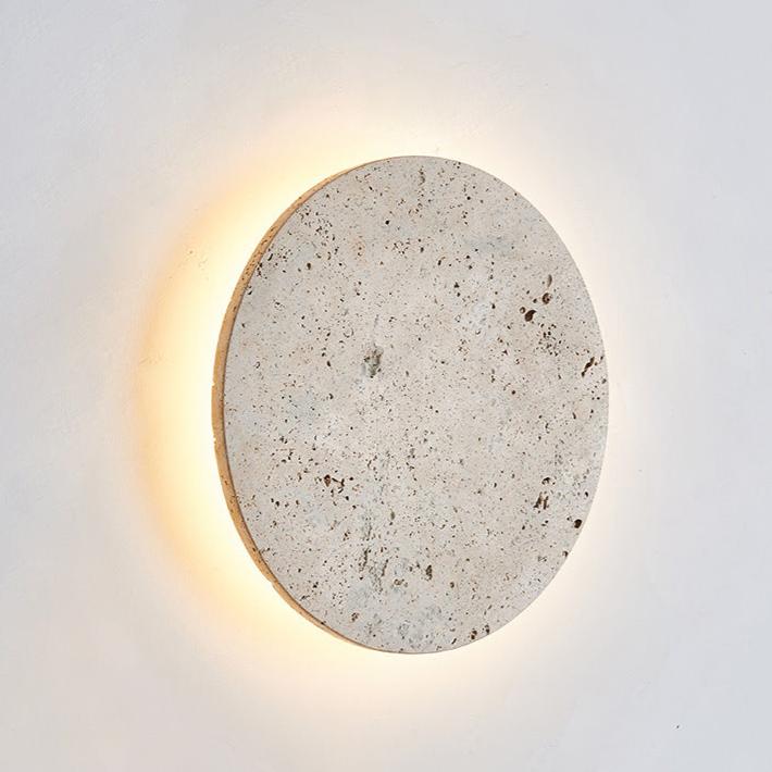 Natural Travertine Wall Sconce with Halo Glow