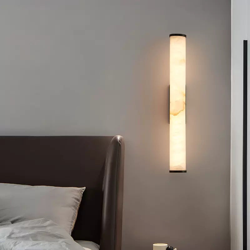 Modern Marble Wall Sconce with Warm LED Glow