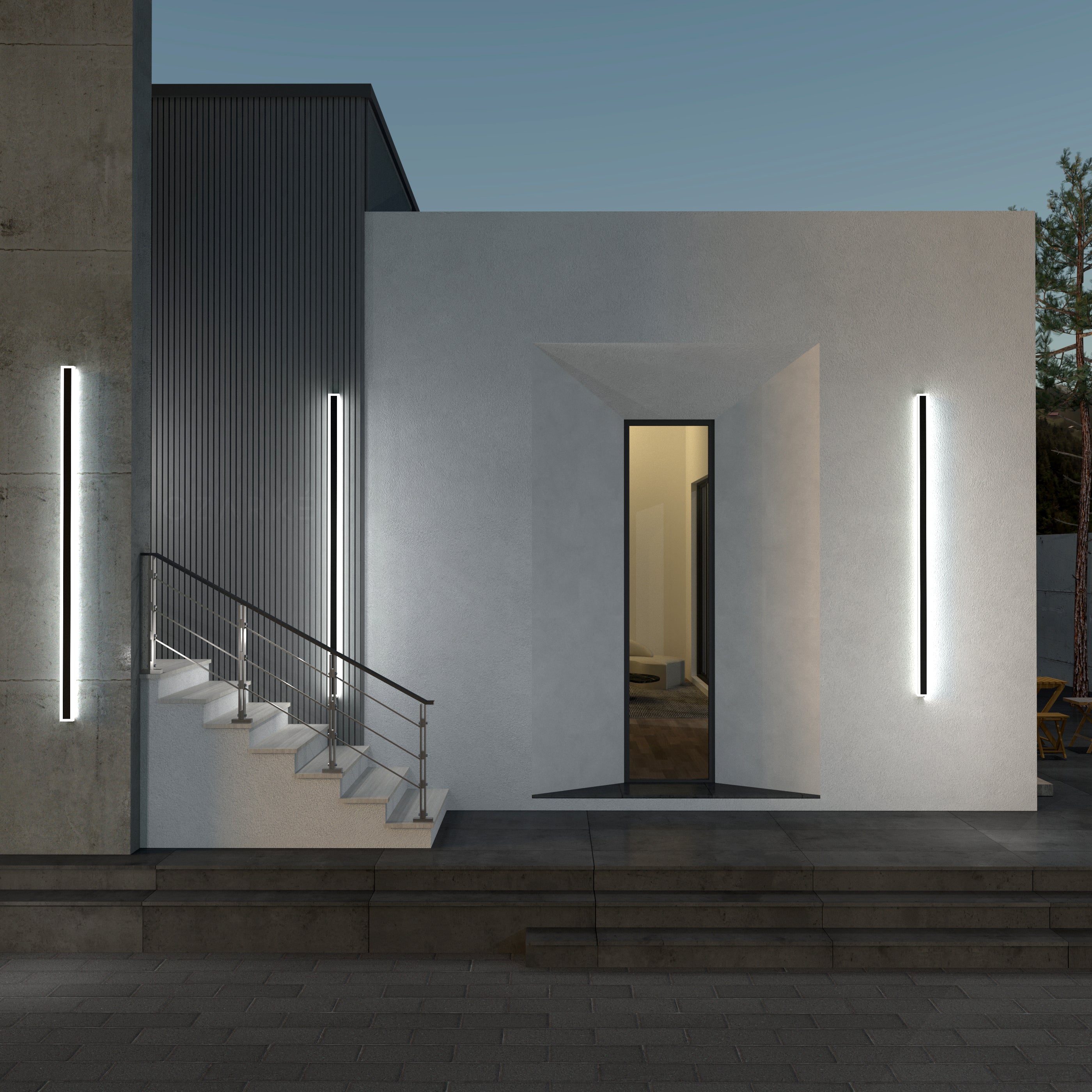 Outdoor Linear LED Wall Lamp with Back Glow