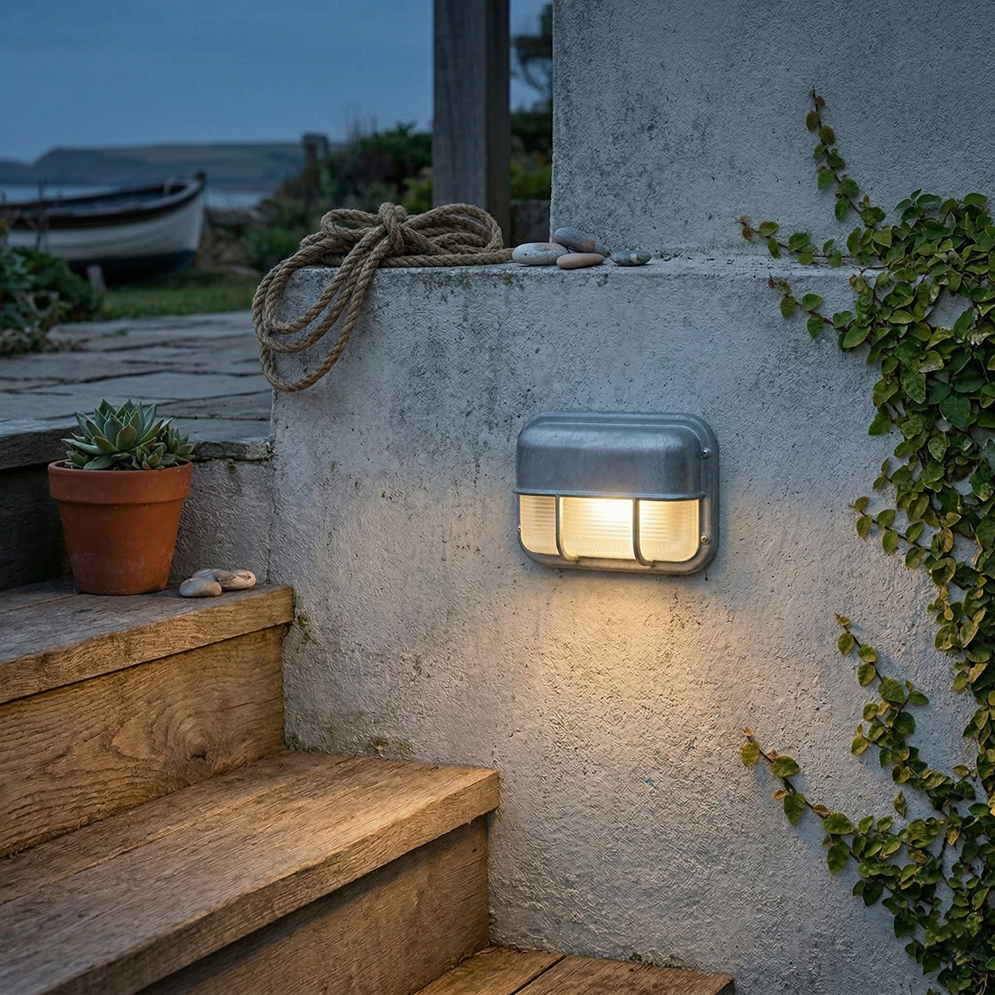 Marine Aluminum Wall Sconce with Opaque Glass