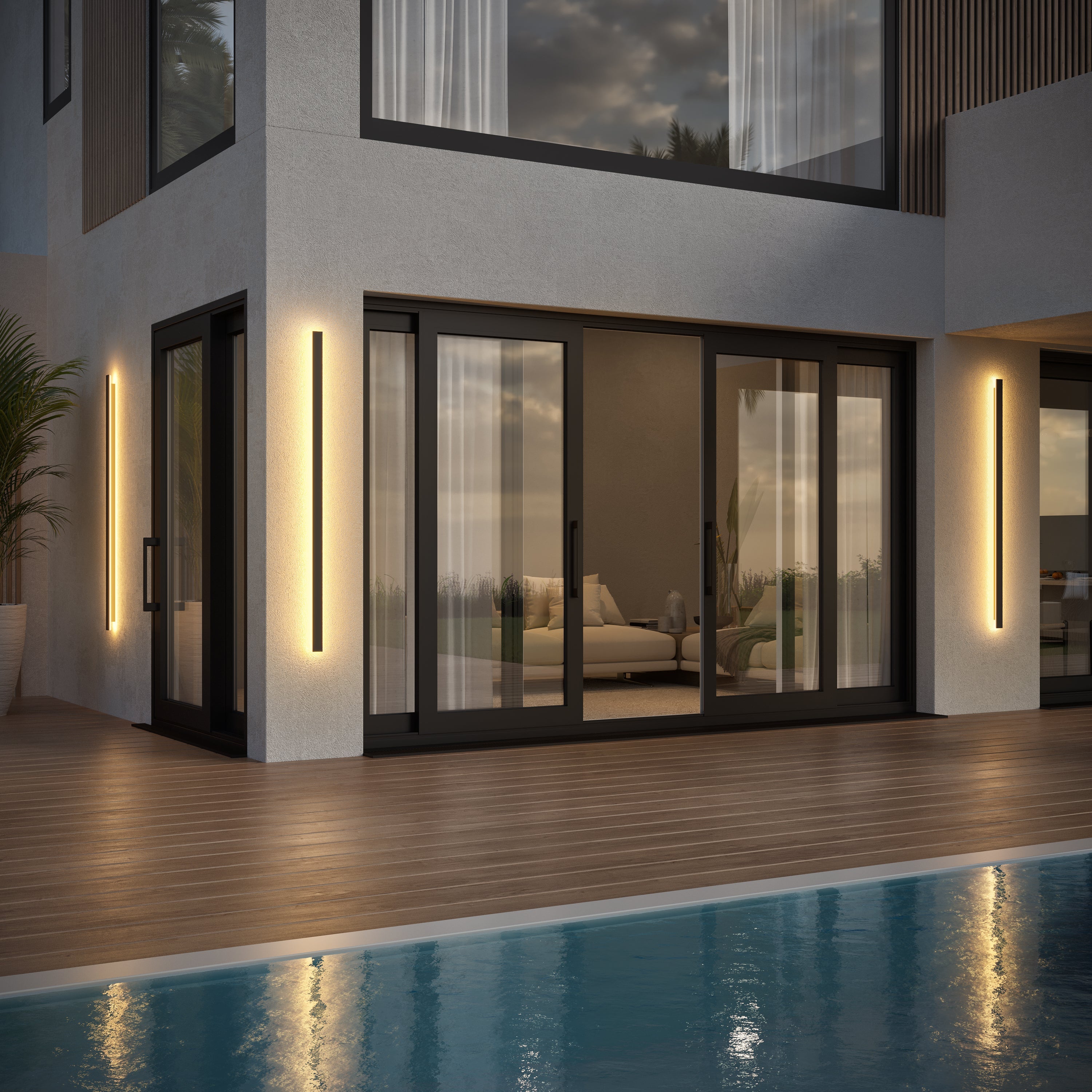 Outdoor Linear LED Wall Light with Back Glow